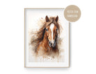 Pferde Poster | Aquarell Bild braunes Pferd | digitaler download - Roo's Gift Shop