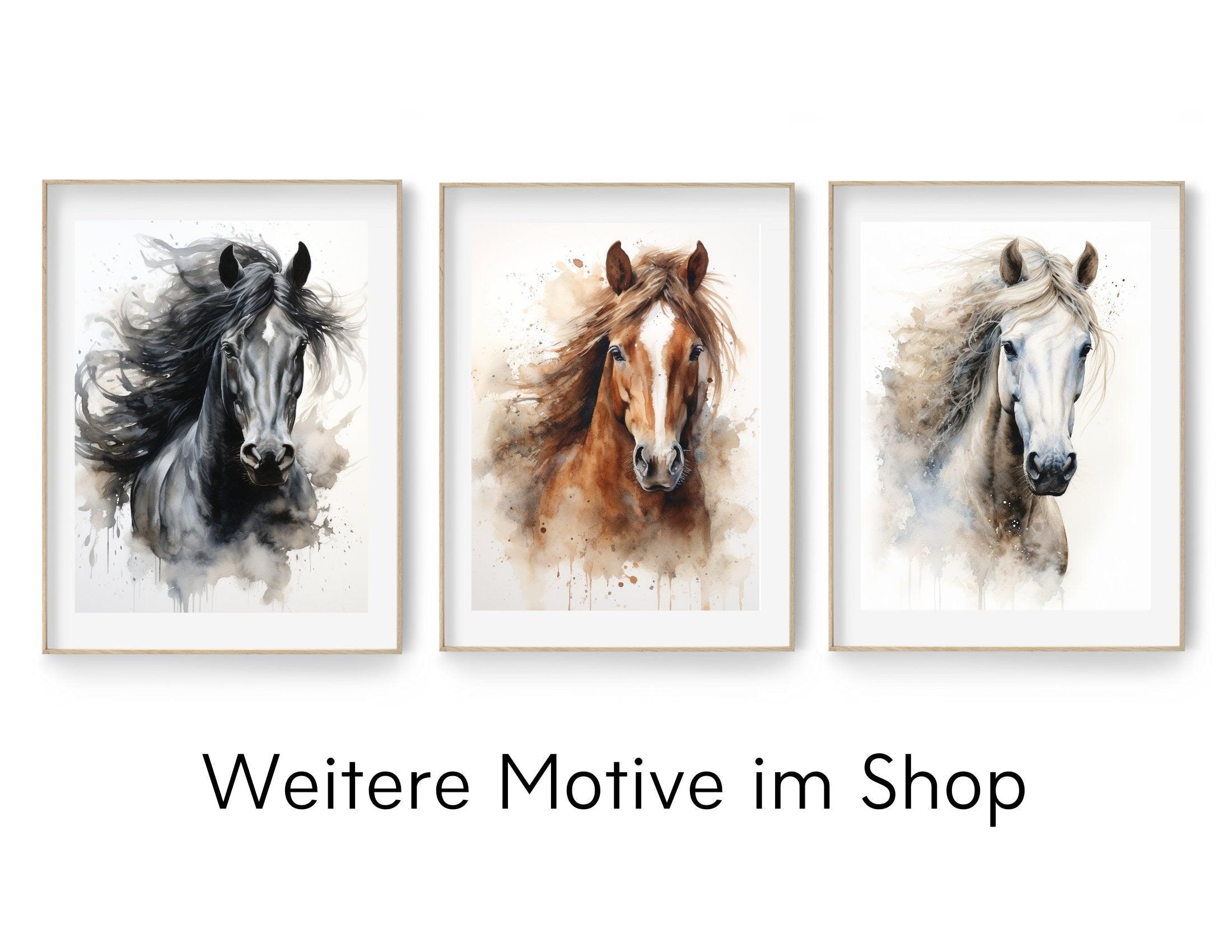 Pferde Poster | Aquarell Bild braunes Pferd | digitaler download - Roo's Gift Shop