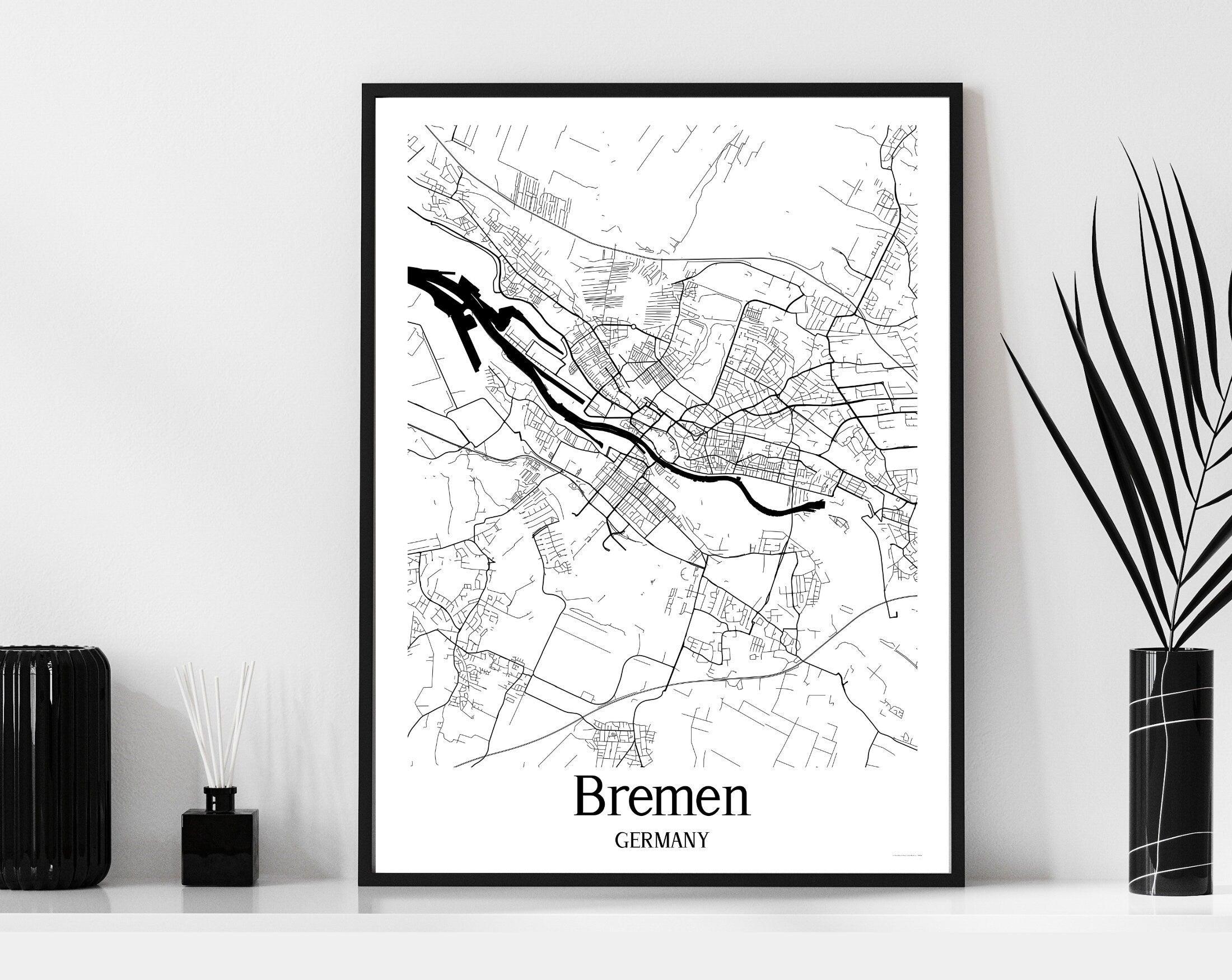 Poster Bremen | Stadtplan | 25 weitere deutsche Städte - Roo's Gift Shop