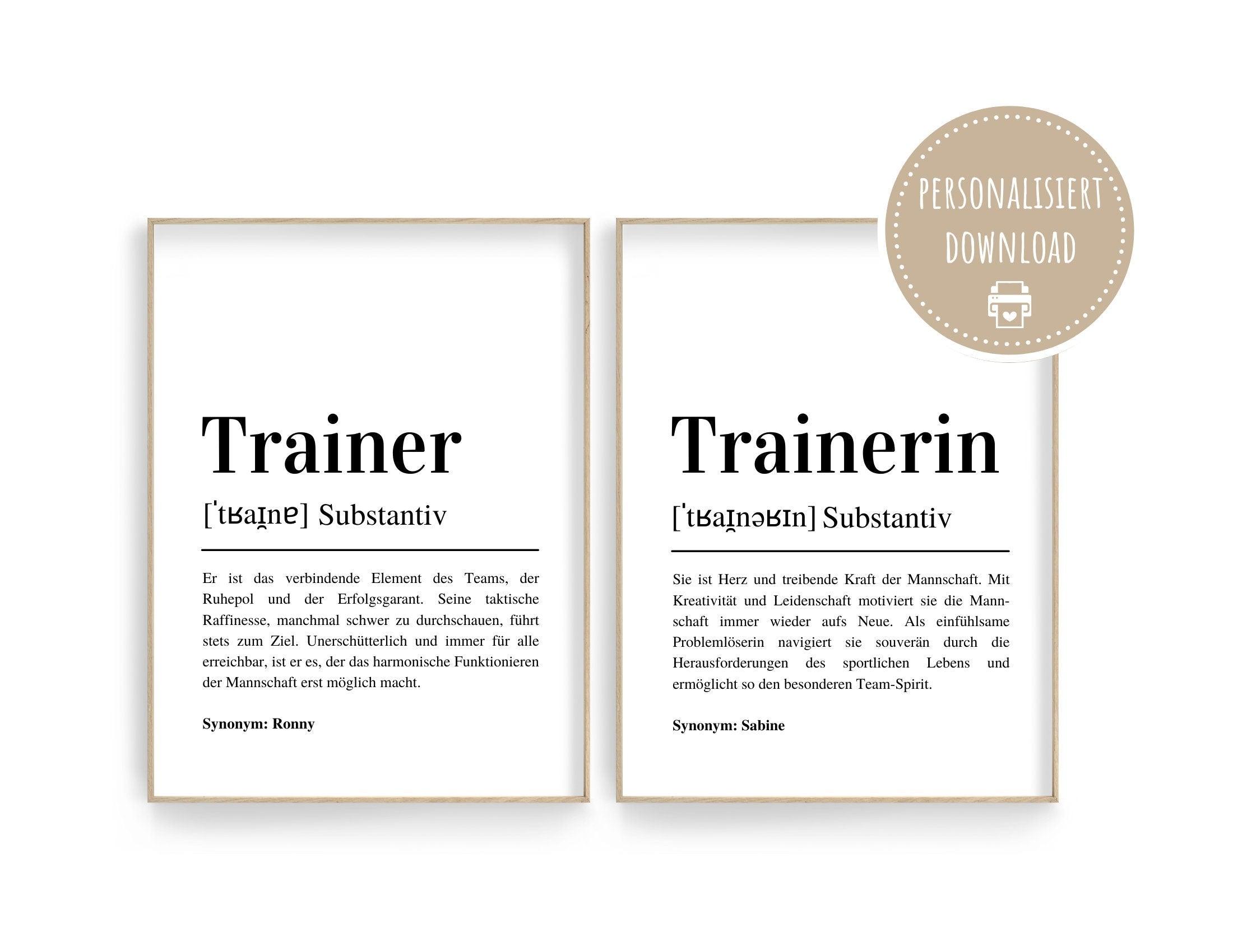 Poster Definition | personalisiert | Geschenk Trainer oder Trainerin | Digitaler Download - Roo's Gift Shop