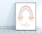 Poster Geburt | personalisierter Regenbogen rosa - Roo's Gift Shop