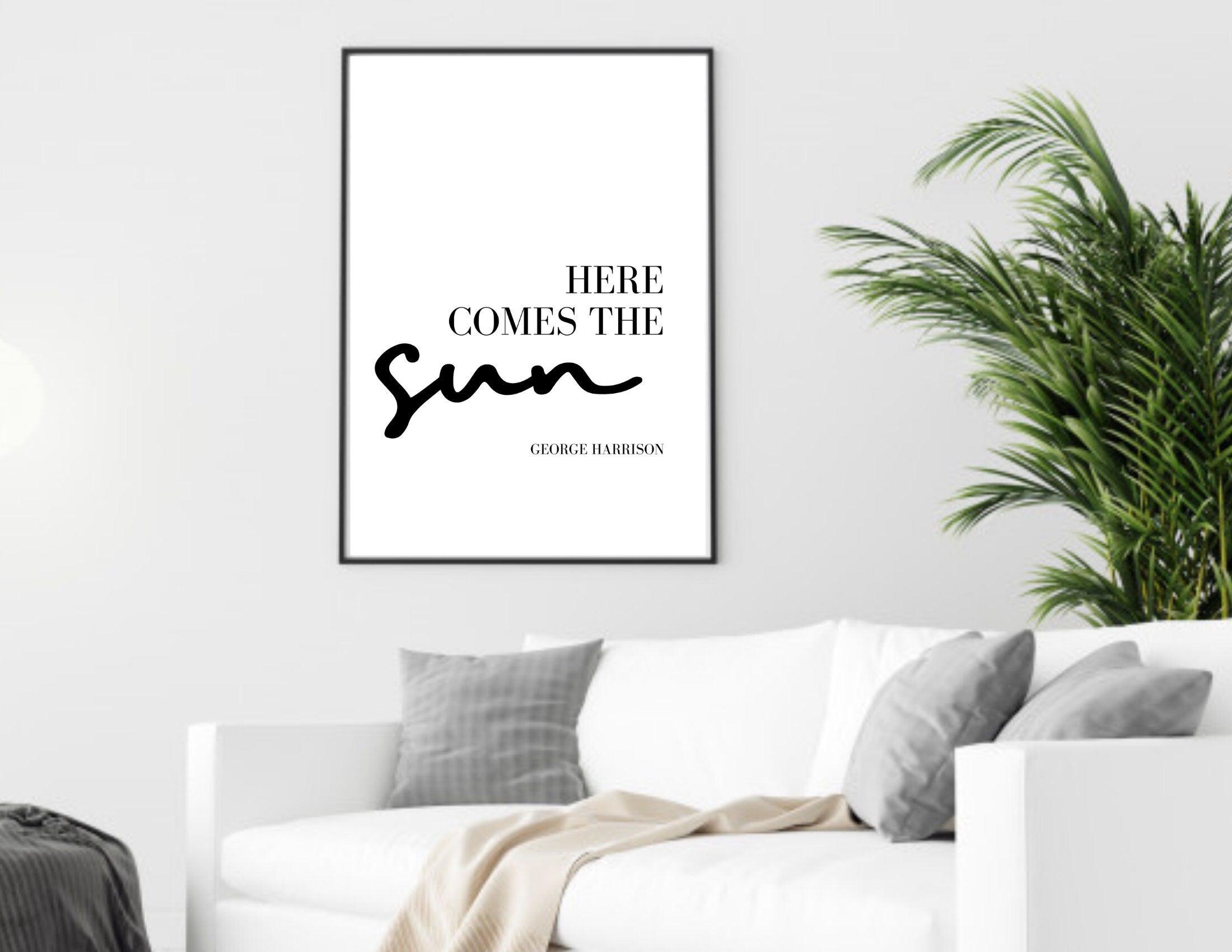 Poster mit Songtext | Here comes the sun | George Harrison | Digitalprint Rahmen - Roo's Gift Shop