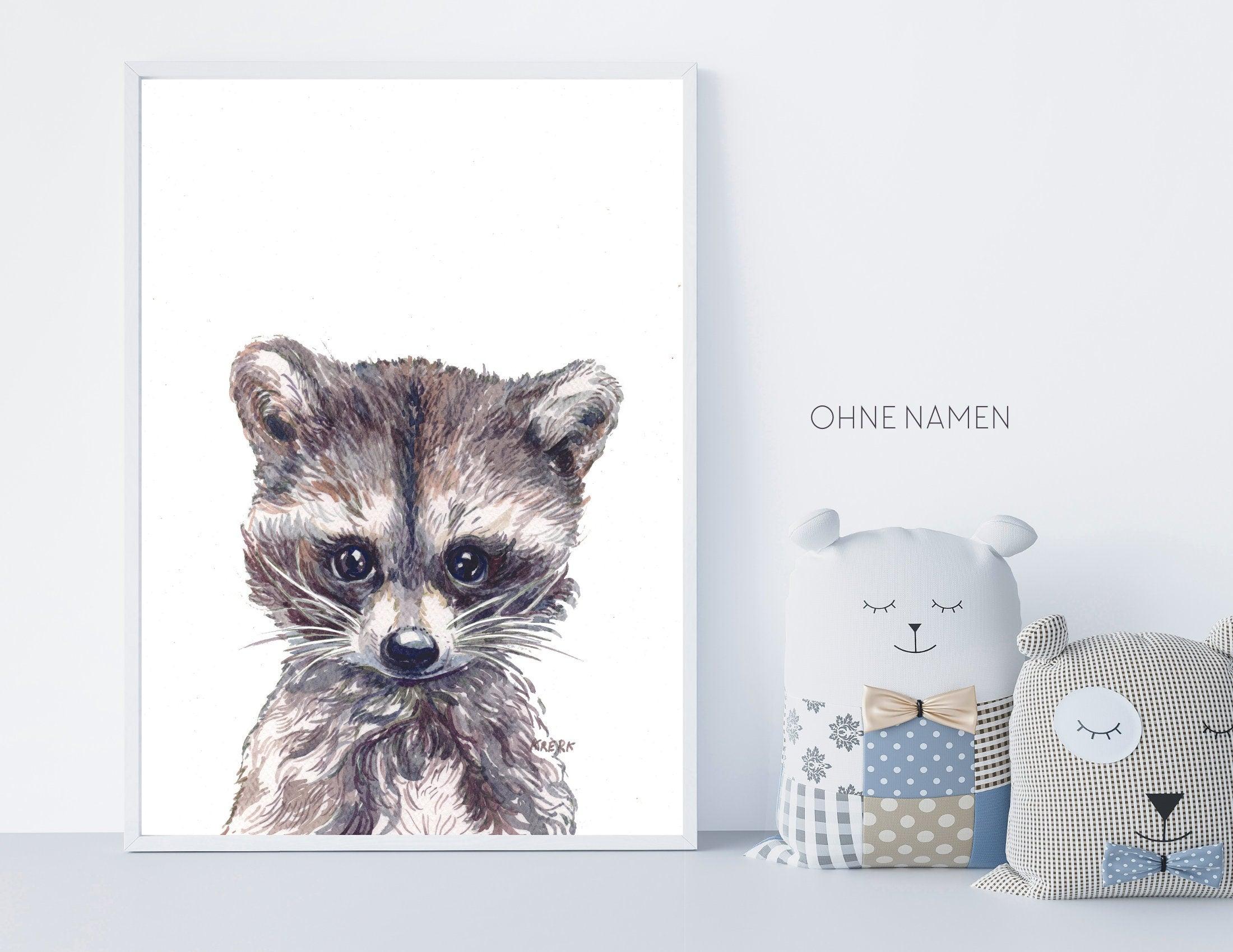 Poster | Bild Kinderzimmer | personalisierbar | Waschbär - Roo's Gift Shop