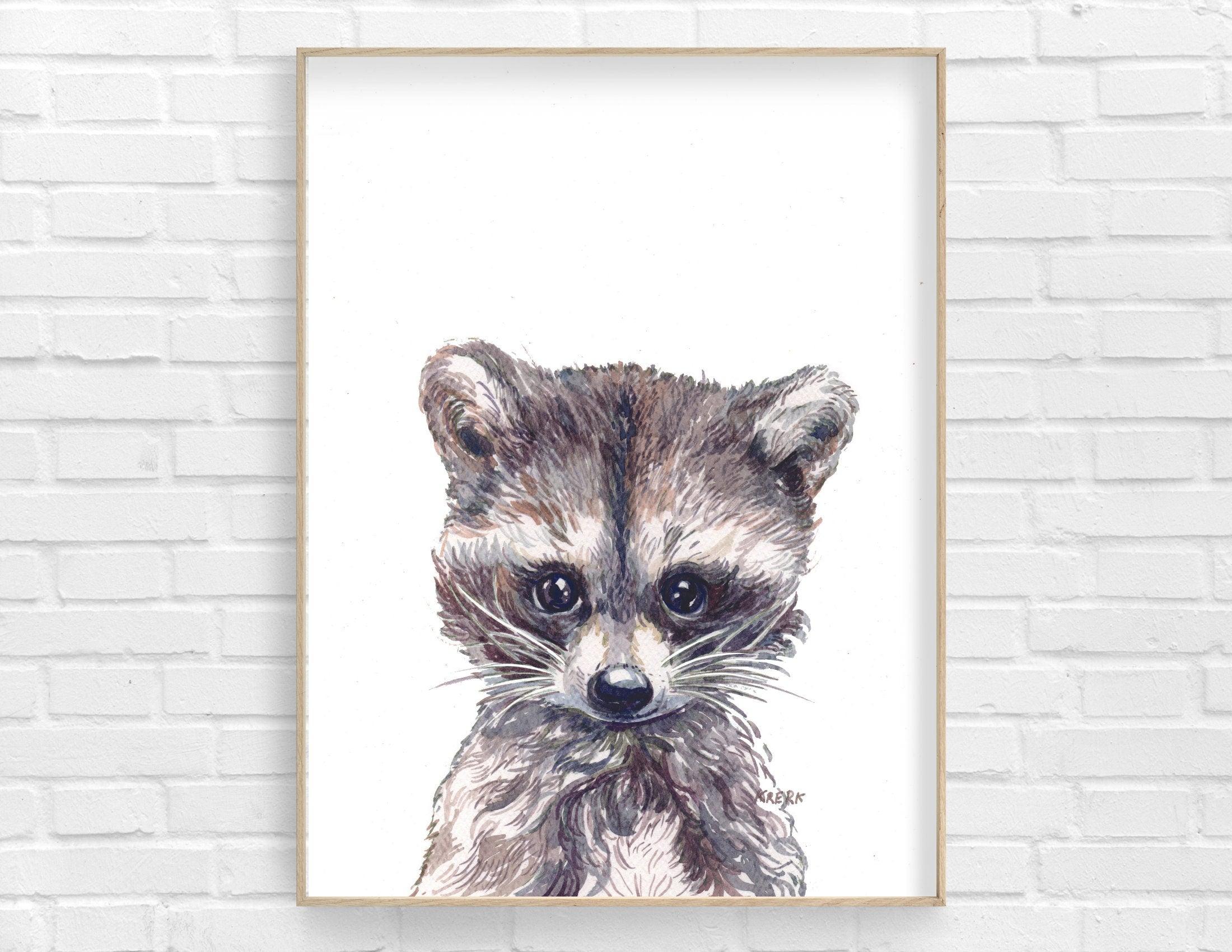 Poster | Bild Kinderzimmer | personalisierbar | Waschbär - Roo's Gift Shop