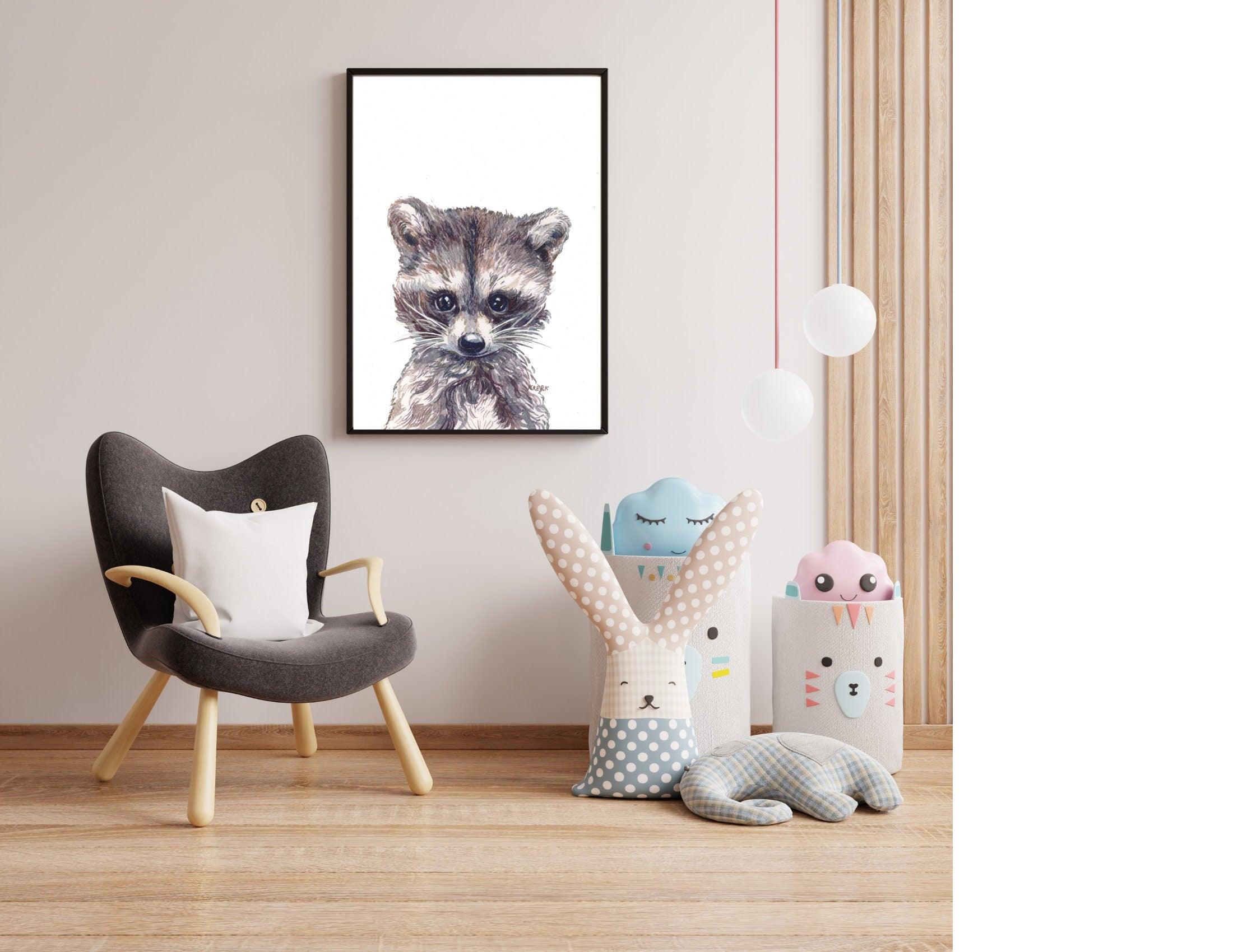 Poster | Bild Kinderzimmer | personalisierbar | Waschbär - Roo's Gift Shop