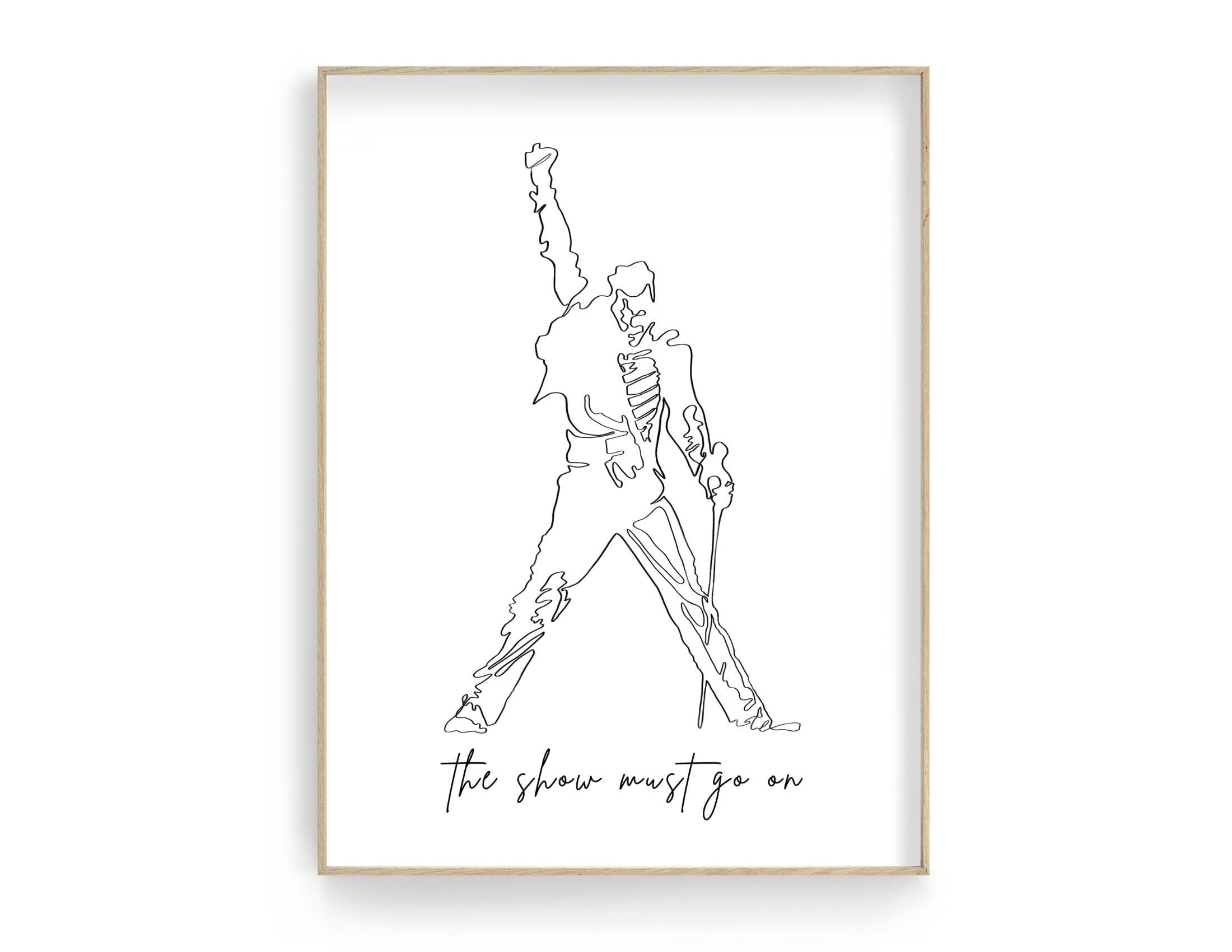 Poster | Freddie Mercury | One Line Art | Queen - Roo's Gift Shop