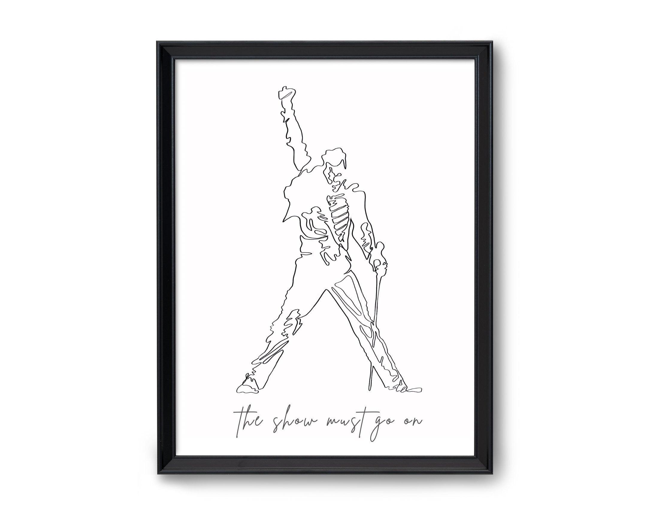 Poster | Freddie Mercury | One Line Art | Queen - Roo's Gift Shop