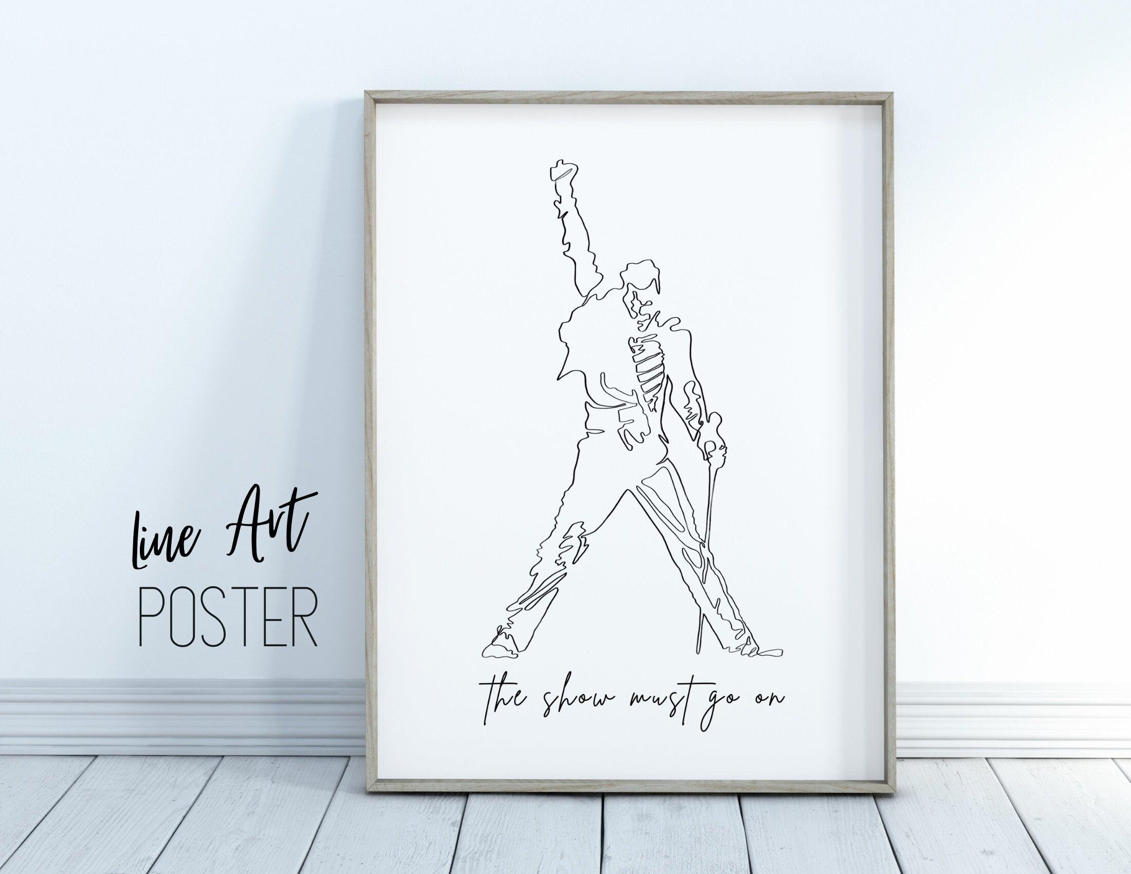 Poster | Freddie Mercury | One Line Art | Queen - Roo's Gift Shop