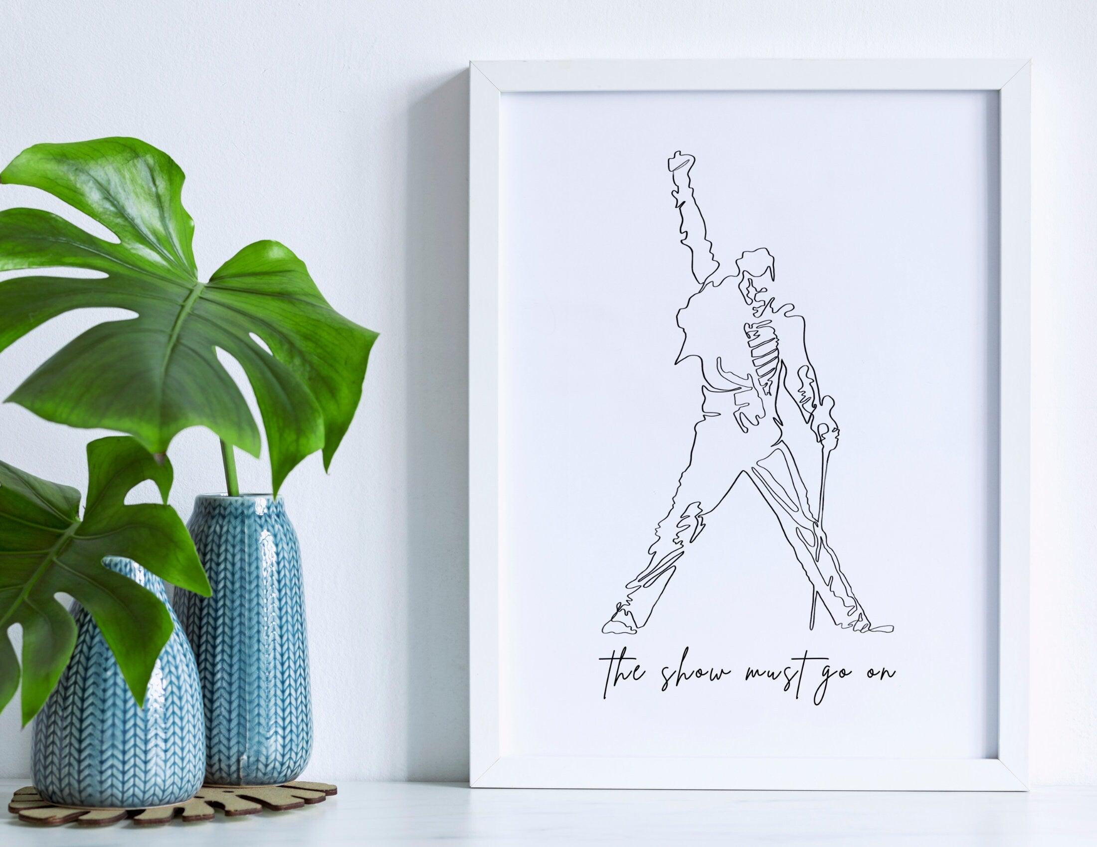 Poster | Freddie Mercury | One Line Art | Queen - Roo's Gift Shop