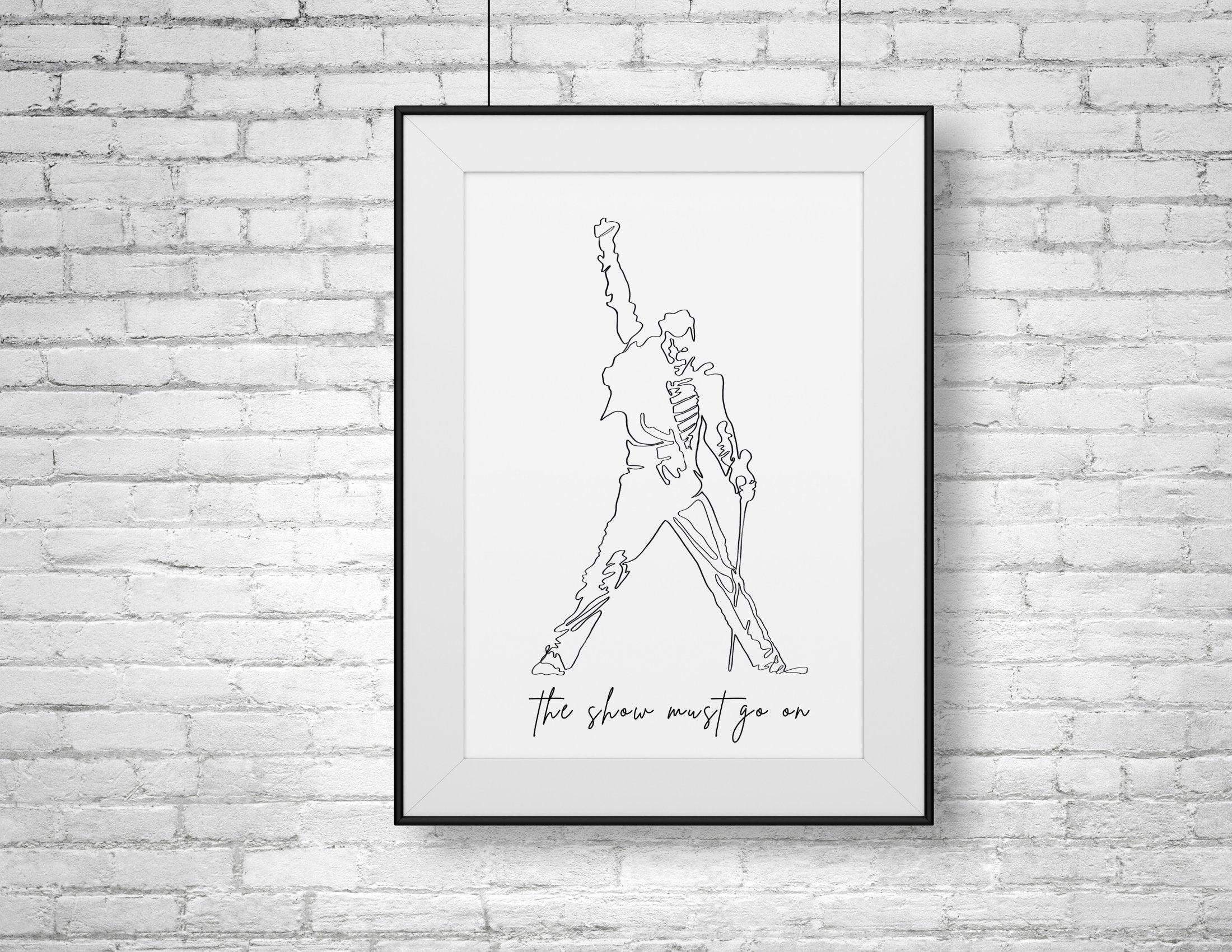 Poster | Freddie Mercury | One Line Art | Queen - Roo's Gift Shop