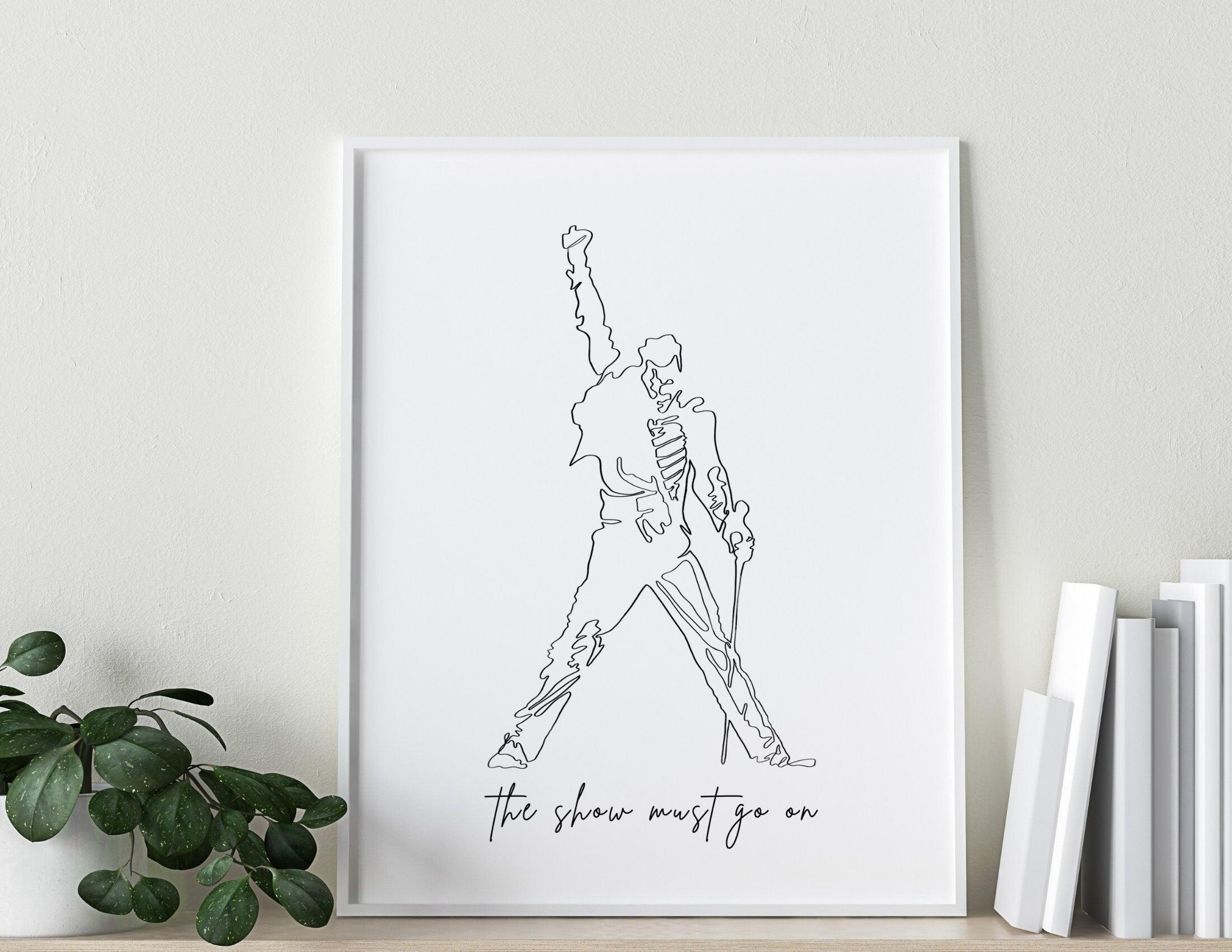 Poster | Freddie Mercury | One Line Art | Queen - Roo's Gift Shop