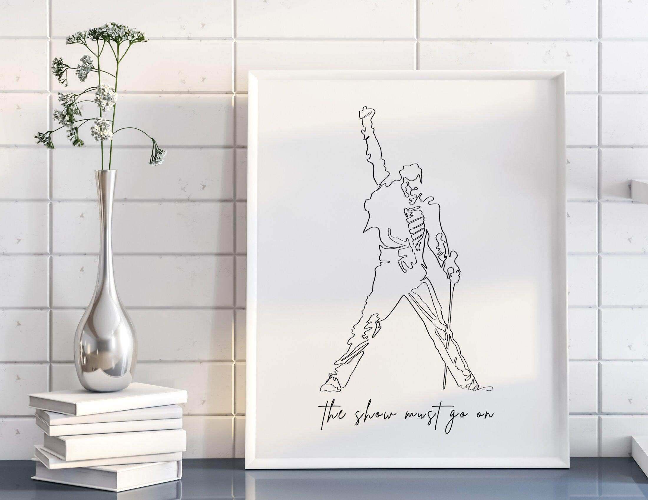 Poster | Freddie Mercury | One Line Art | Queen - Roo's Gift Shop