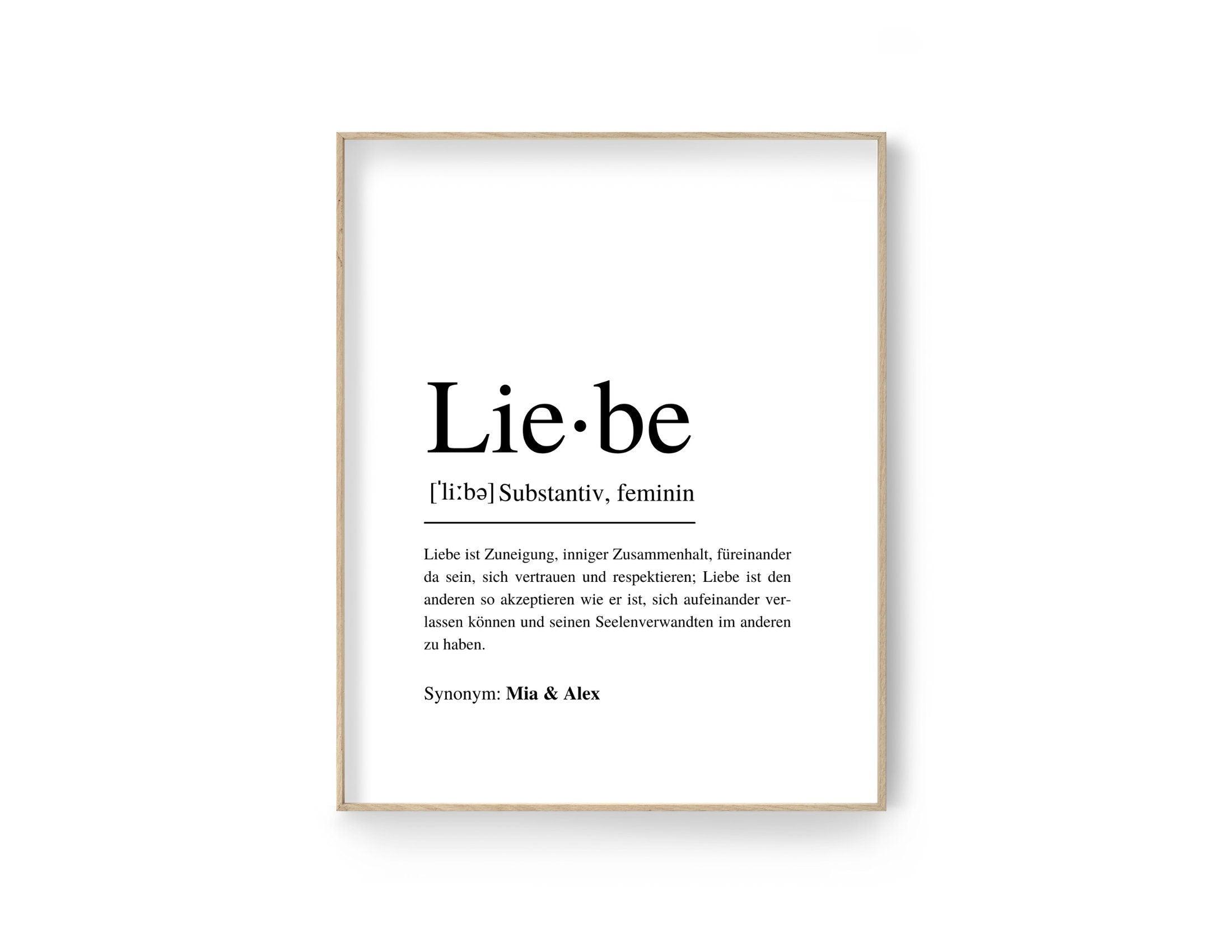 Poster | Hochzeit | Definitionsposter | Definition Liebe - Roo's Gift Shop