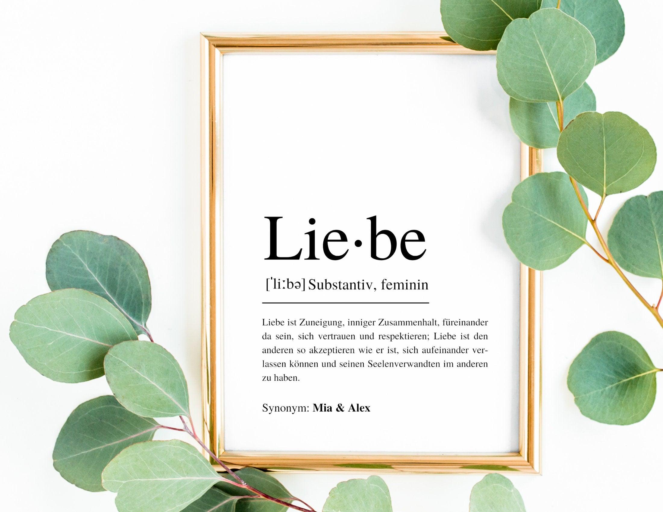 Poster | Hochzeit | Definitionsposter | Definition Liebe - Roo's Gift Shop