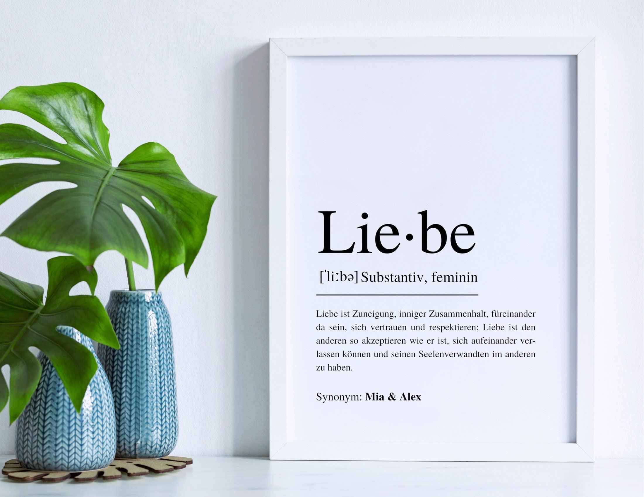 Poster | Hochzeit | Definitionsposter | Definition Liebe - Roo's Gift Shop