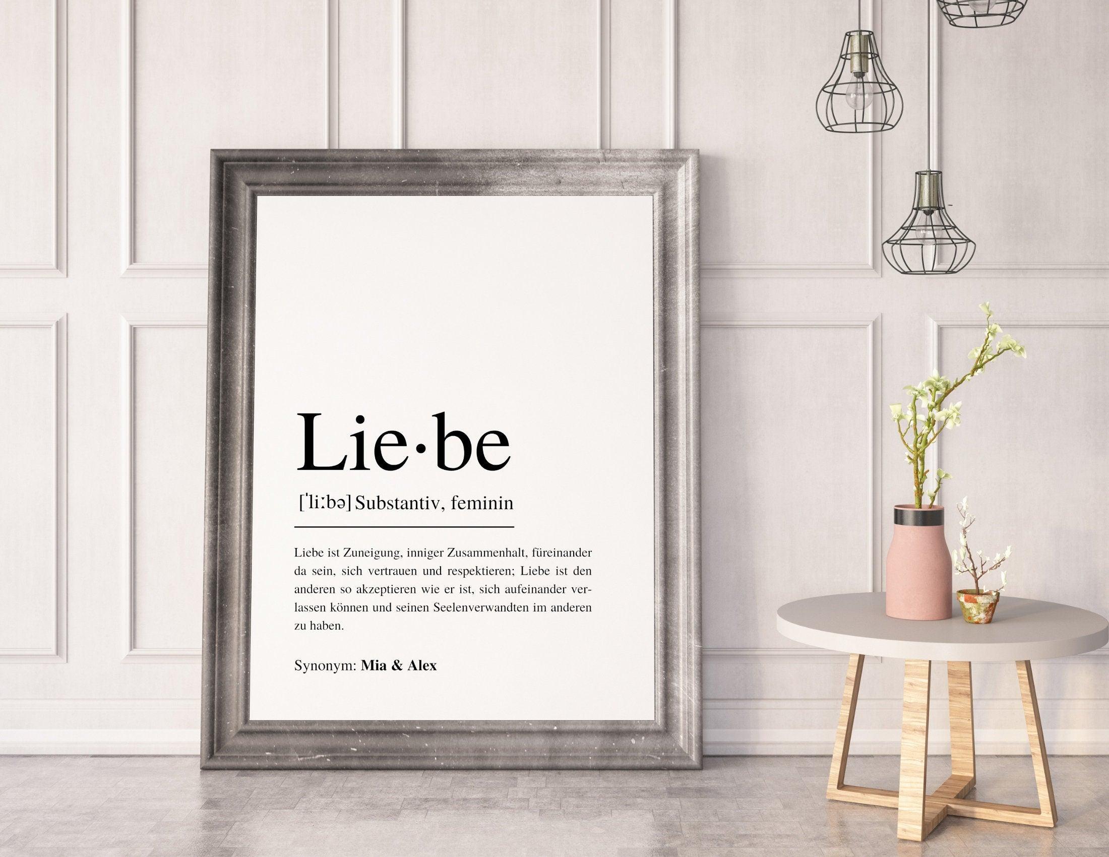 Poster | Hochzeit | Definitionsposter | Definition Liebe - Roo's Gift Shop