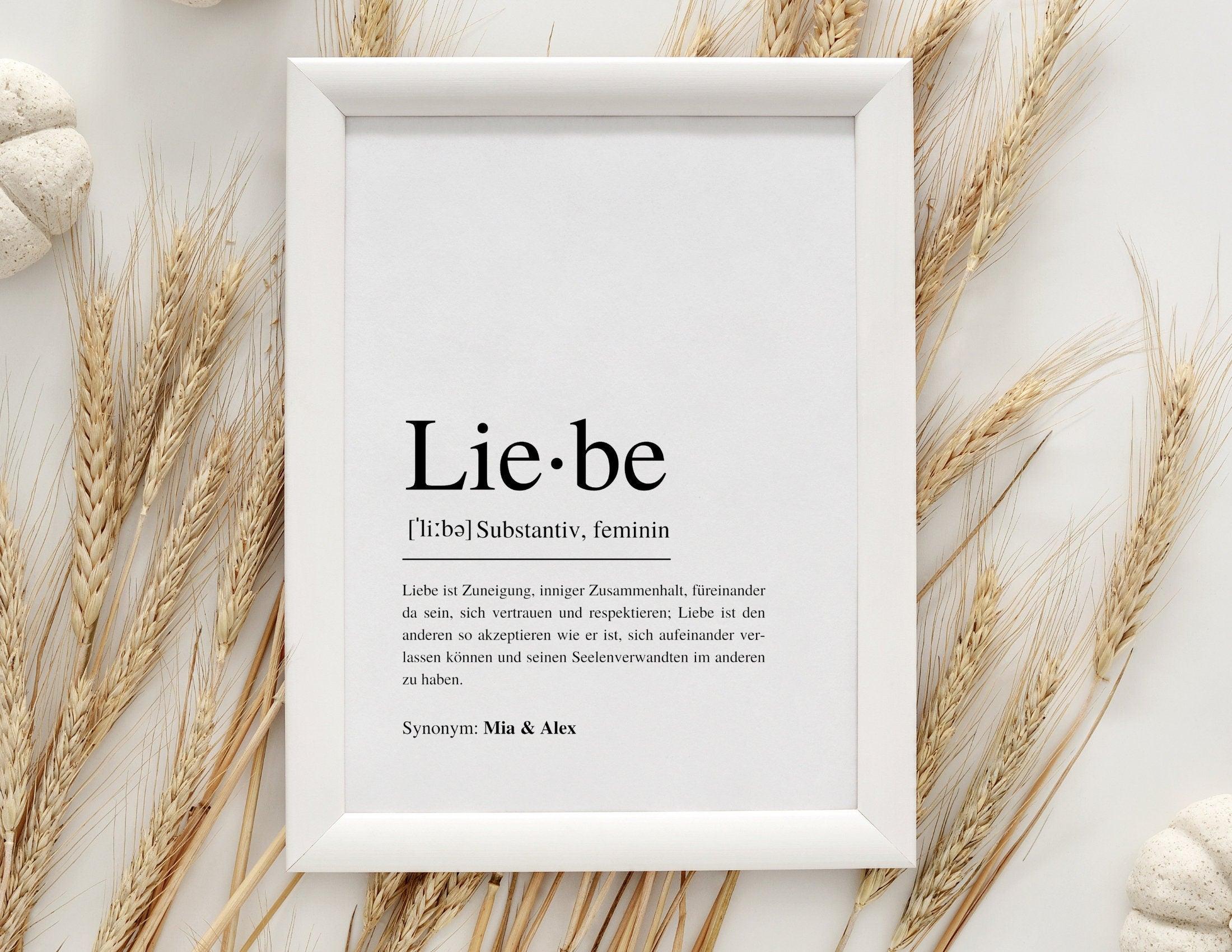 Poster | Hochzeit | Definitionsposter | Definition Liebe - Roo's Gift Shop