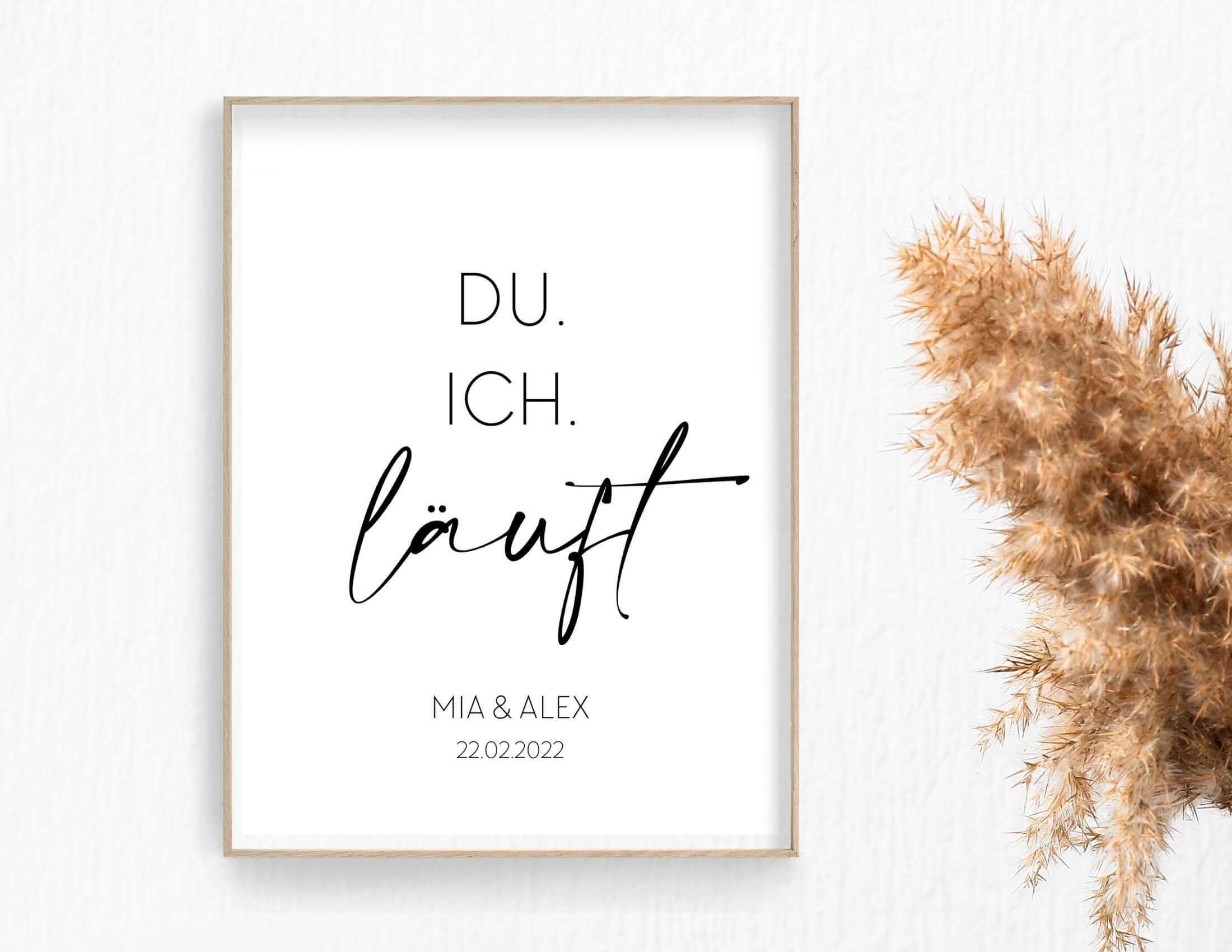 Poster | Hochzeit | Du. Ich. Läuft. | personalisierbar - Roo's Gift Shop