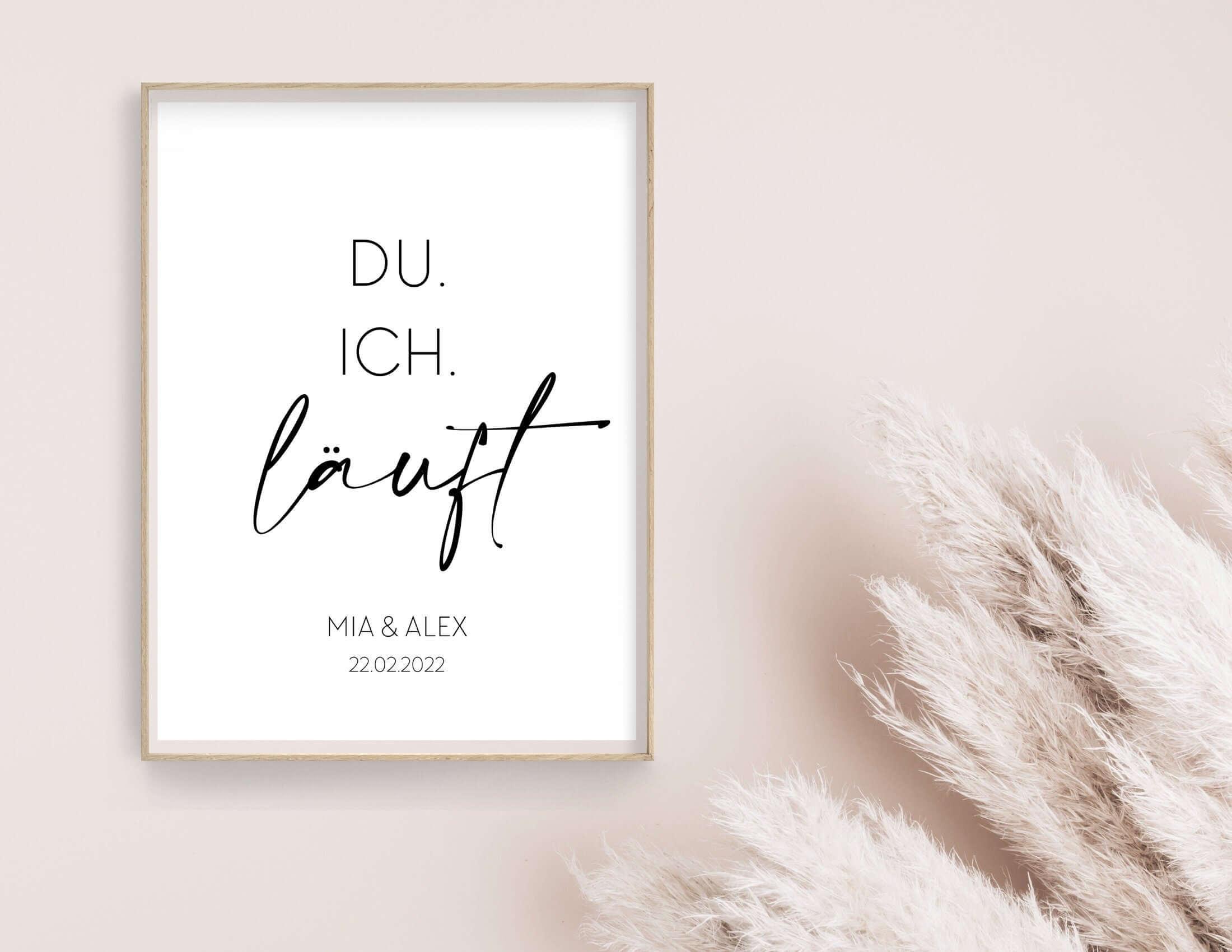 Poster | Hochzeit | Du. Ich. Läuft. | personalisierbar - Roo's Gift Shop