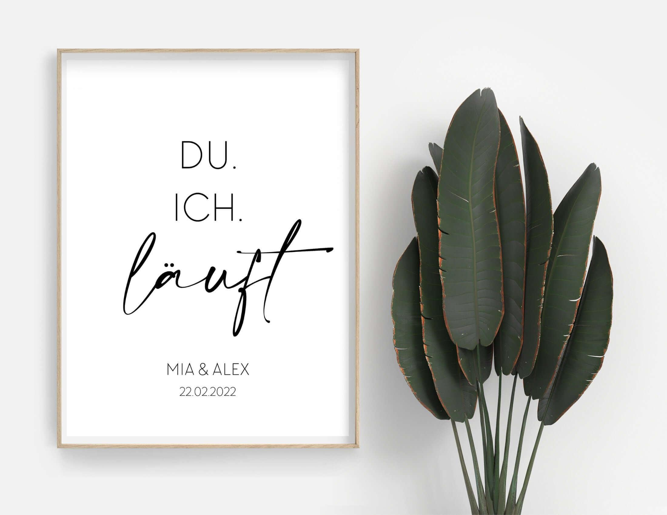 Poster | Hochzeit | Du. Ich. Läuft. | personalisierbar - Roo's Gift Shop