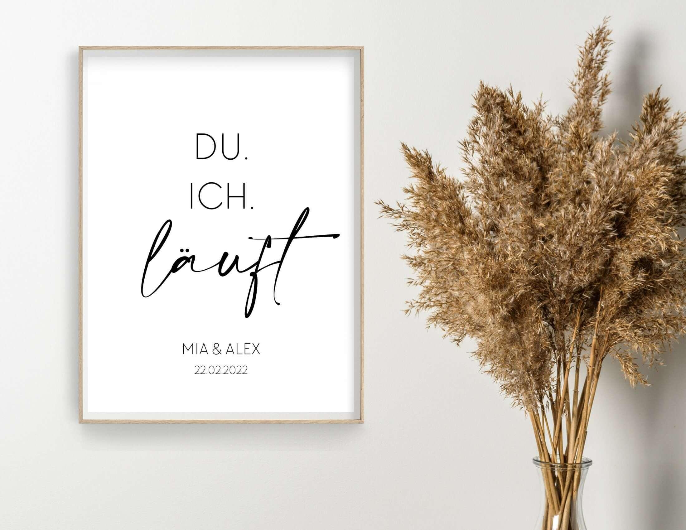 Poster | Hochzeit | Du. Ich. Läuft. | personalisierbar - Roo's Gift Shop