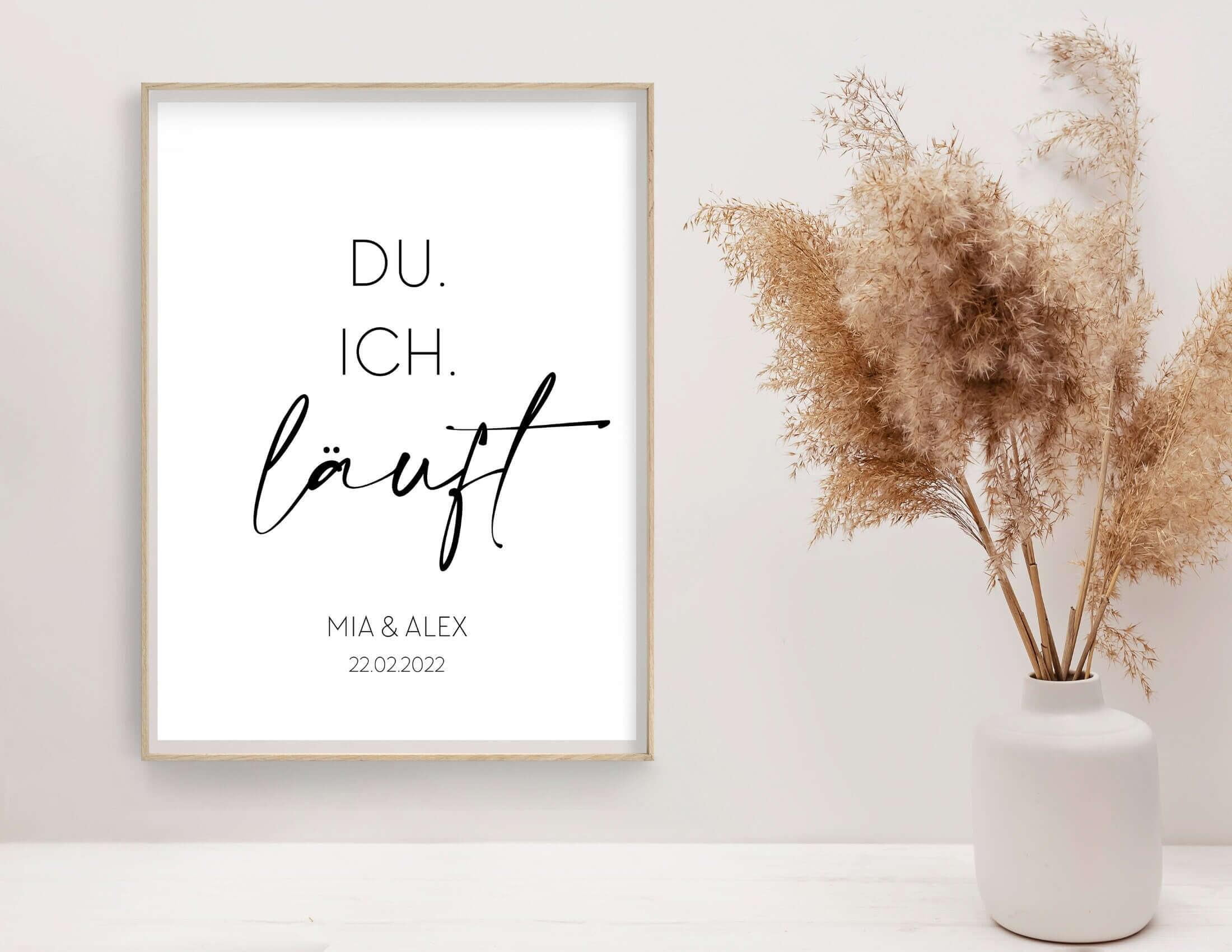 Poster | Hochzeit | Du. Ich. Läuft. | personalisierbar - Roo's Gift Shop