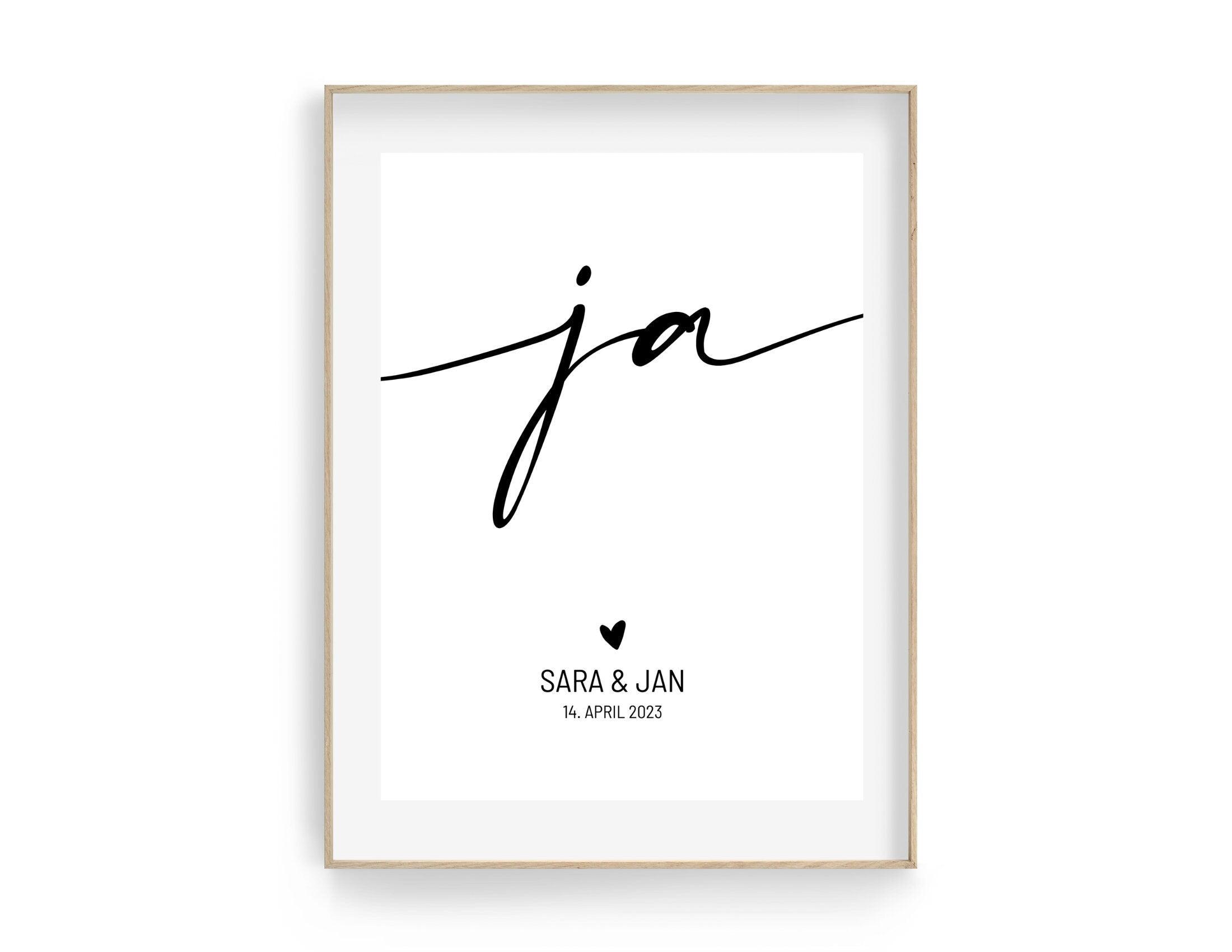 Poster | Hochzeit | JA | personalisiertes Geschenk - Roo's Gift Shop