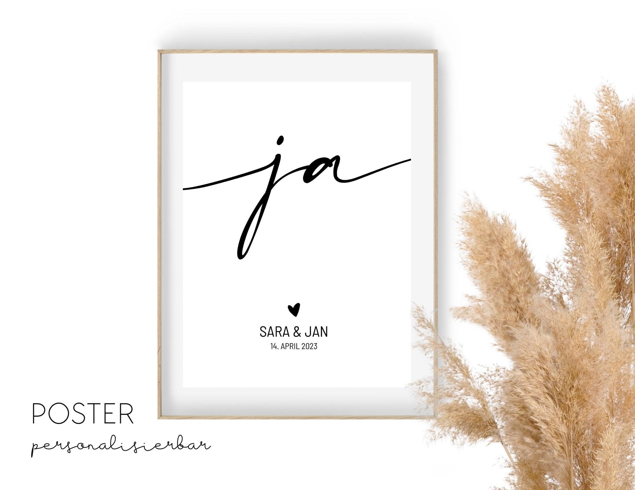 Poster | Hochzeit | JA | personalisiertes Geschenk - Roo's Gift Shop