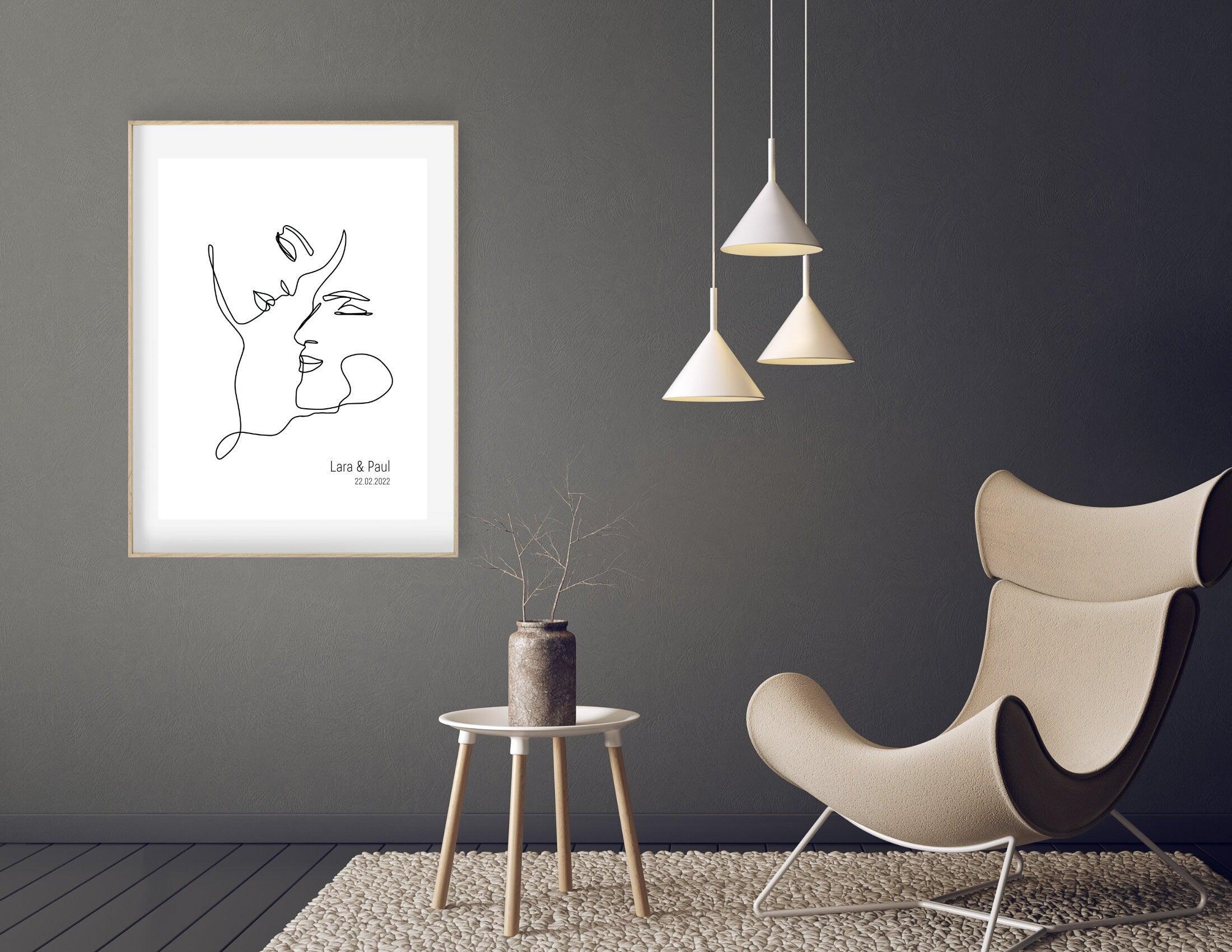 Poster | Hochzeit | One Line Art | Liebende | personalisiert - Roo's Gift Shop