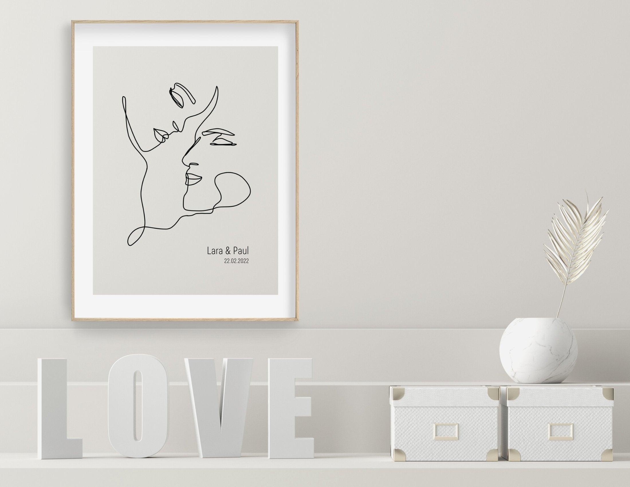 Poster | Hochzeit | One Line Art | Liebende | personalisiert - Roo's Gift Shop