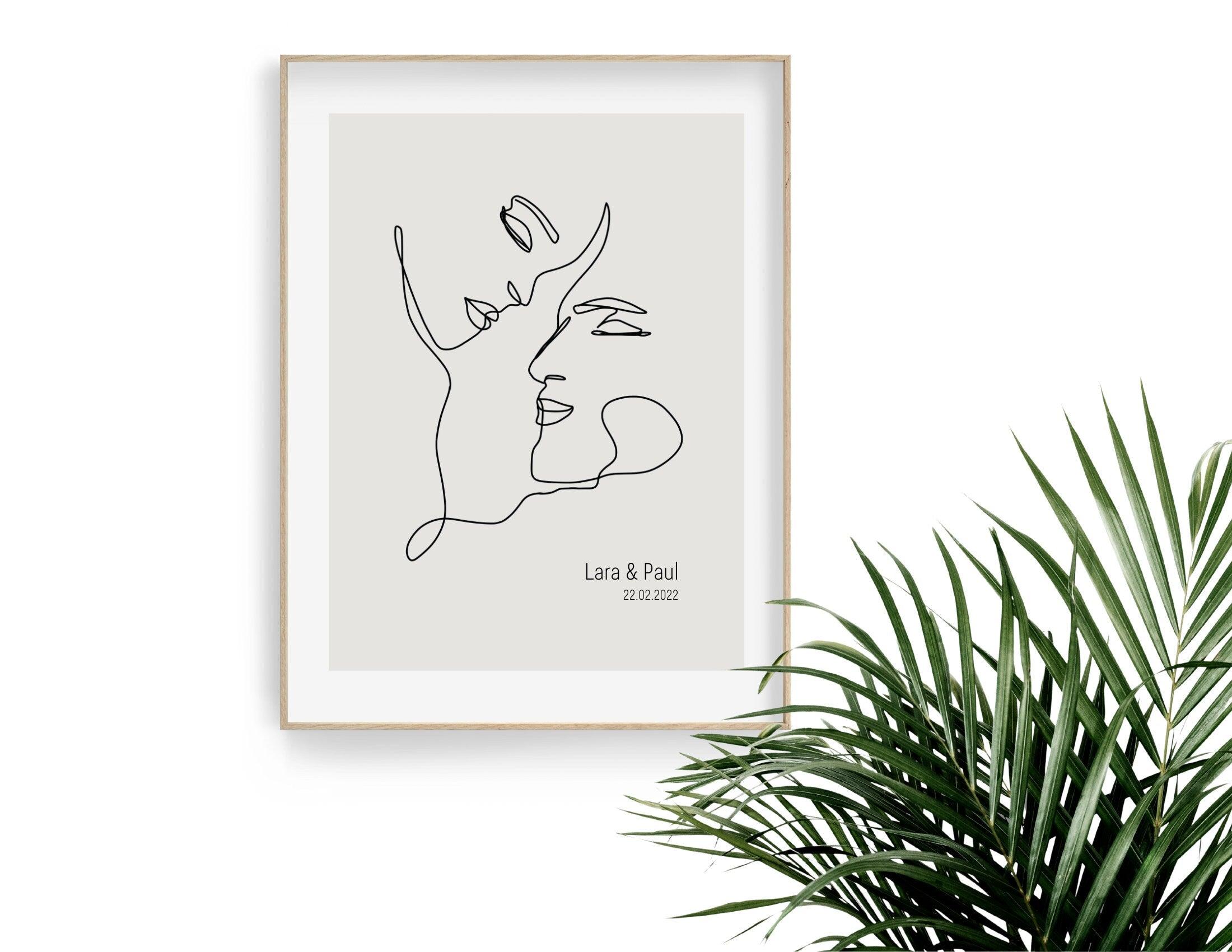 Poster | Hochzeit | One Line Art | Liebende | personalisiert - Roo's Gift Shop