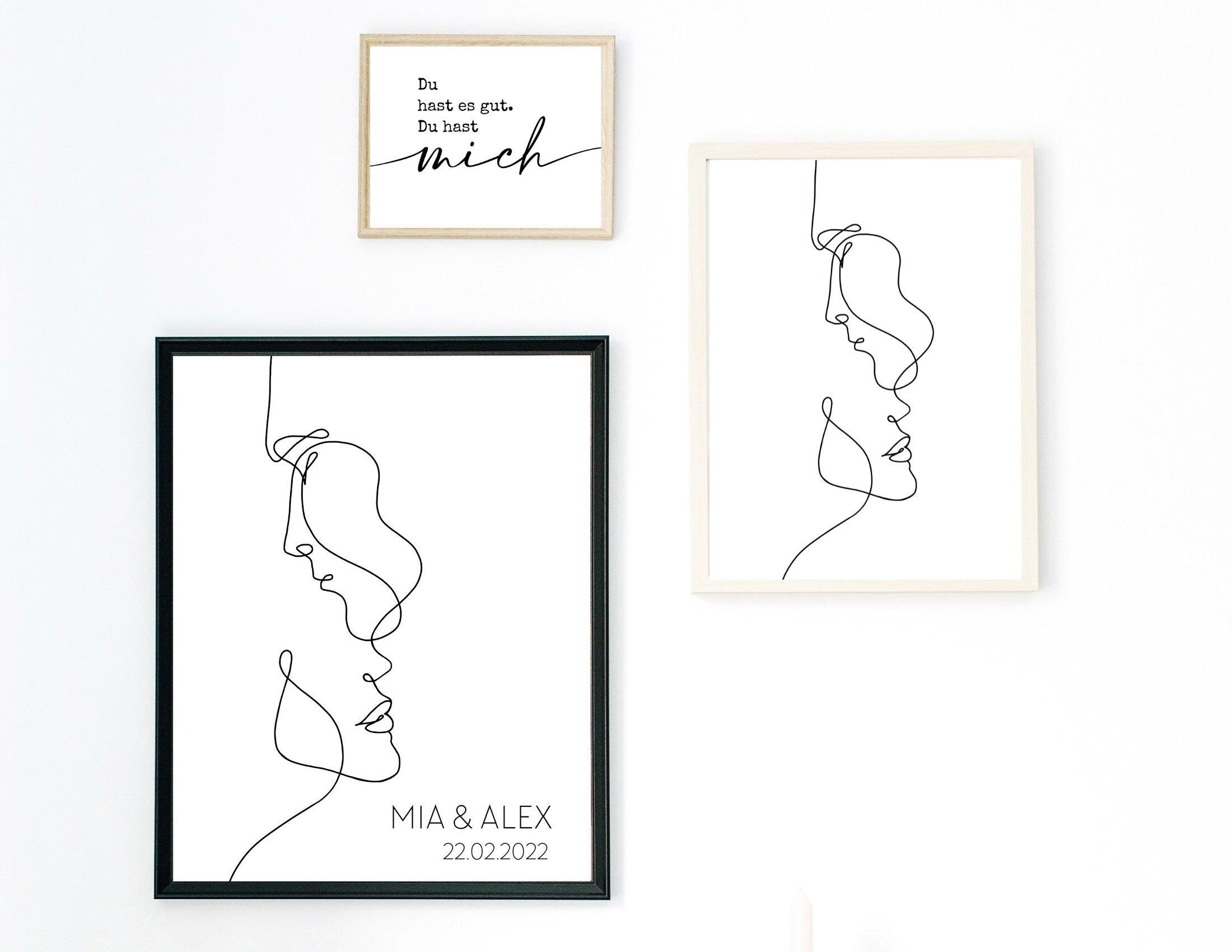 Poster | Hochzeit | One Line Art Paar | personalisiert - Roo's Gift Shop