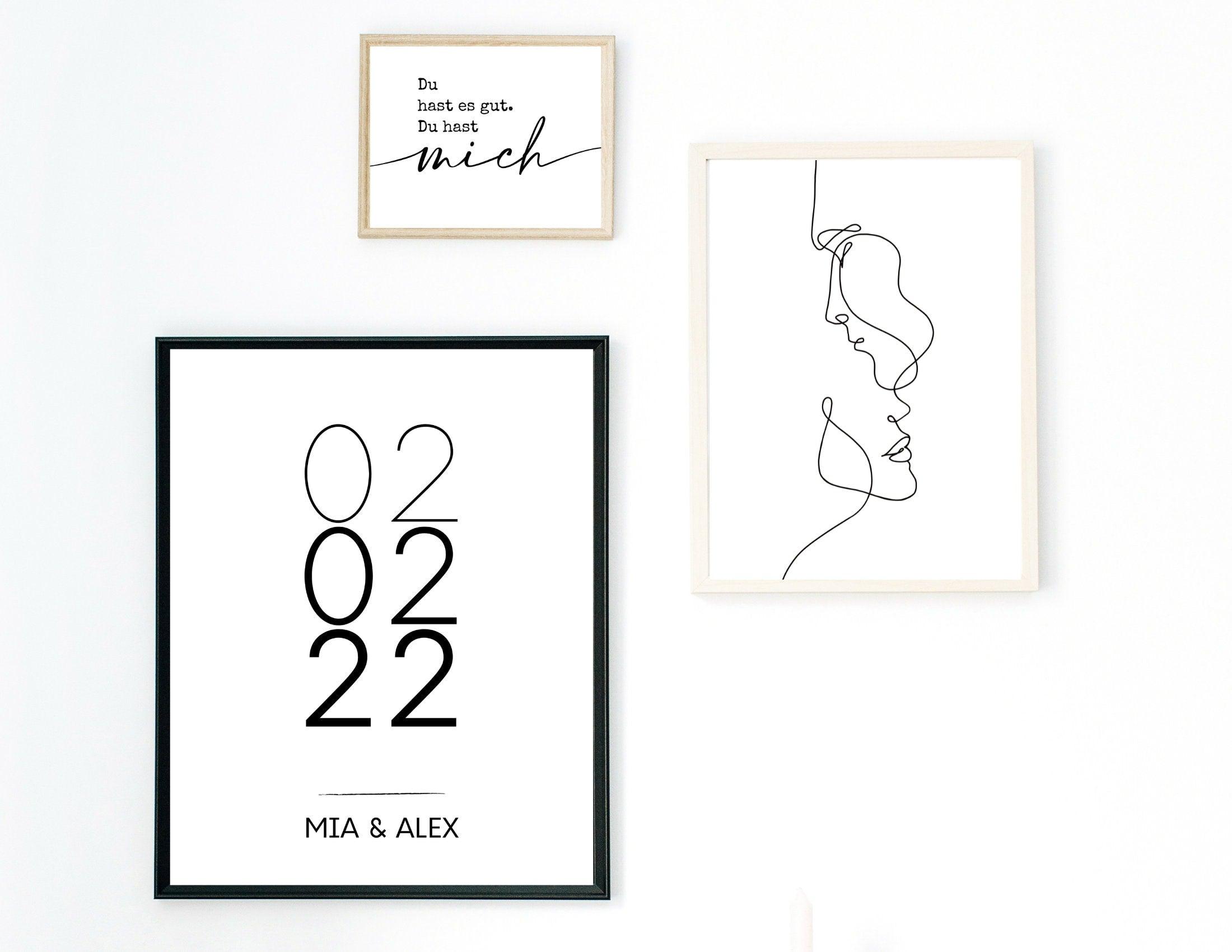 Poster | Hochzeit | One Line Art Paar | personalisiert - Roo's Gift Shop