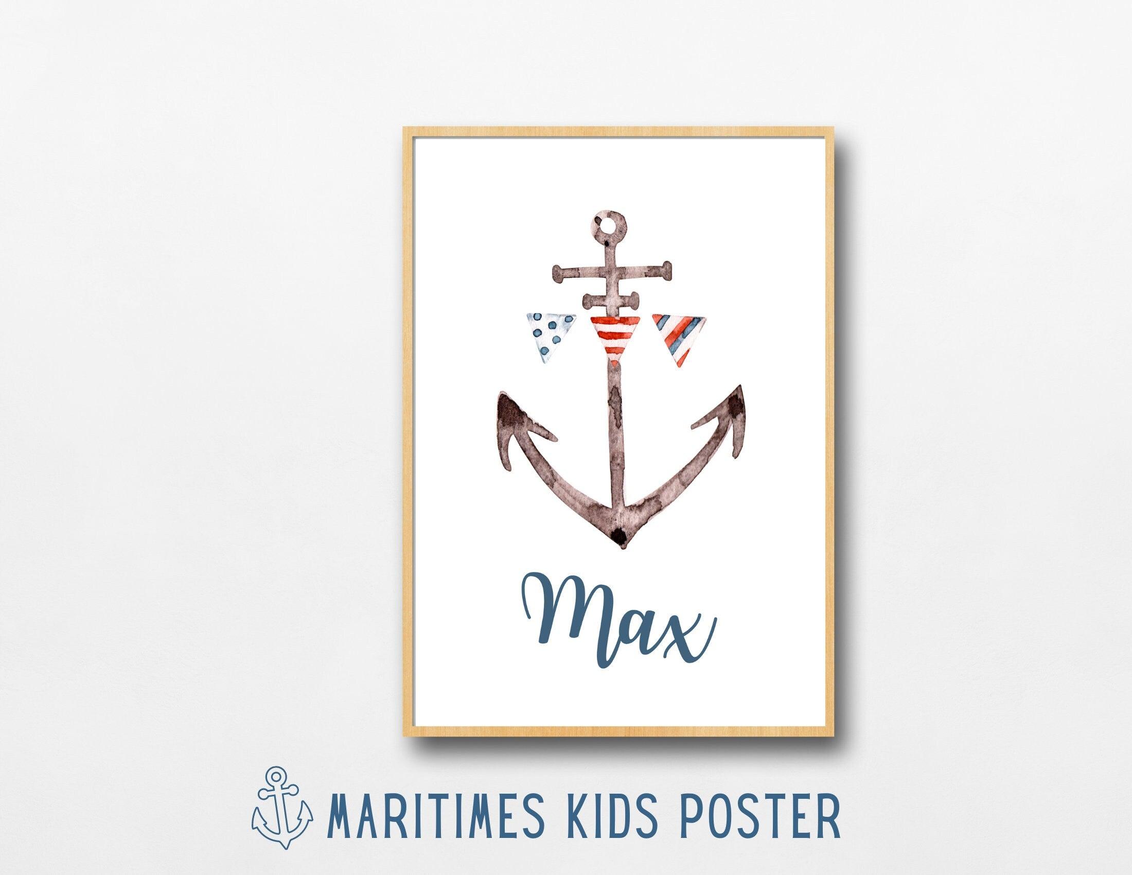 Poster | Kids | maritime Hasen | personalisiert - Roo's Gift Shop
