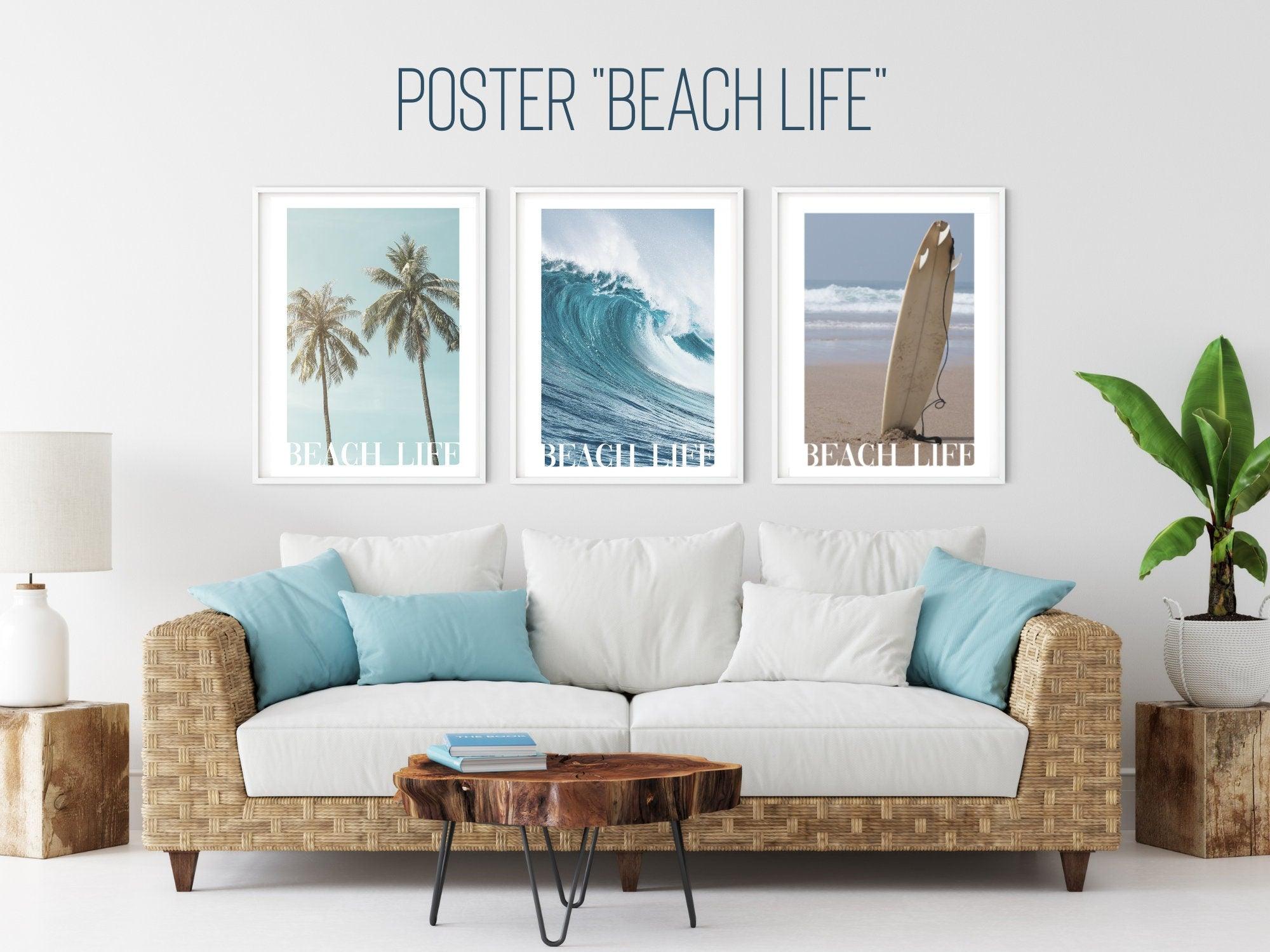 Poster | Meer | Welle | Surfbrett | Palmen - Roo's Gift Shop
