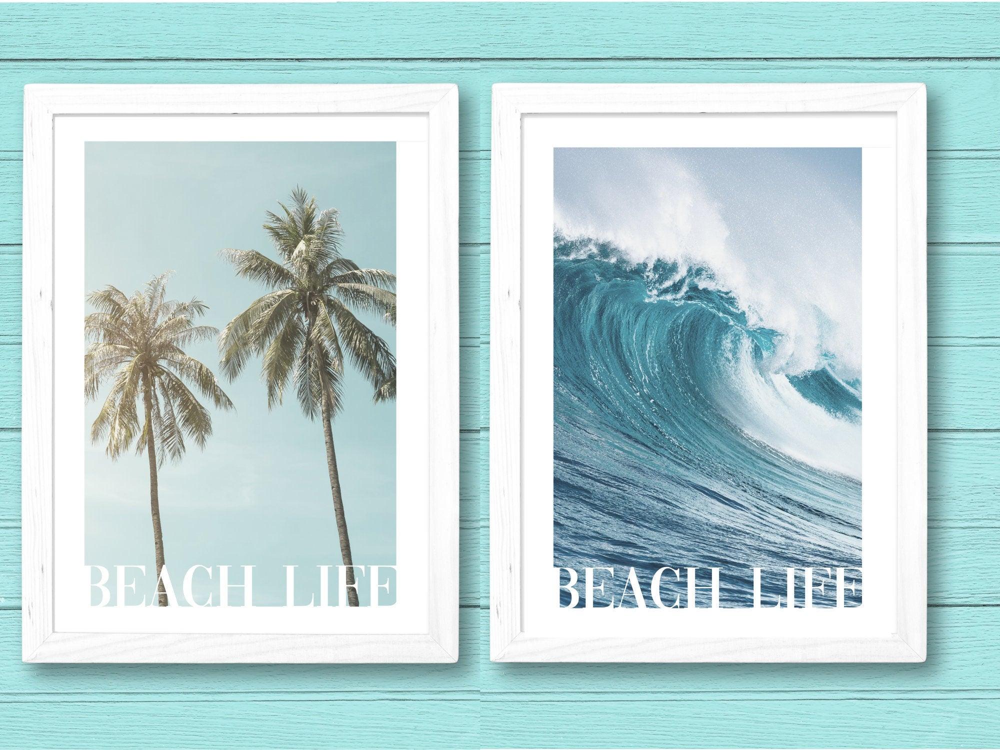 Poster | Meer | Welle | Surfbrett | Palmen - Roo's Gift Shop