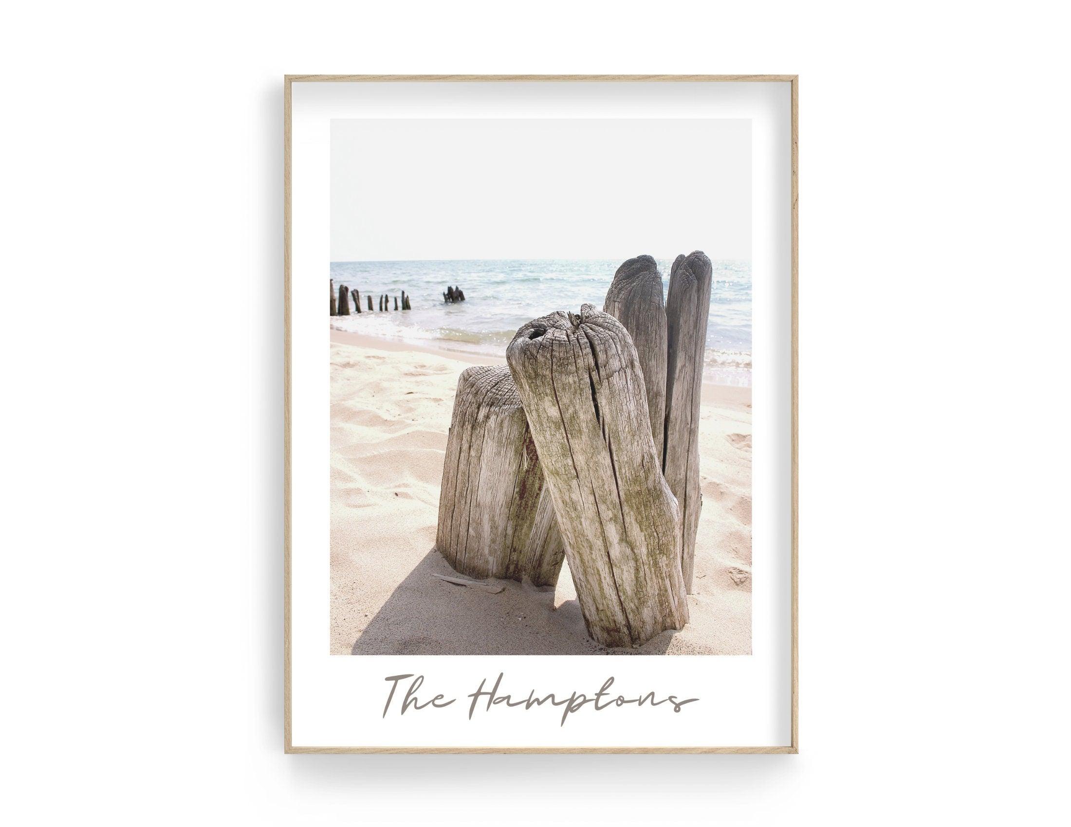 Poster | The Hamptons | Strand | Holz | Driftwood - Roo's Gift Shop