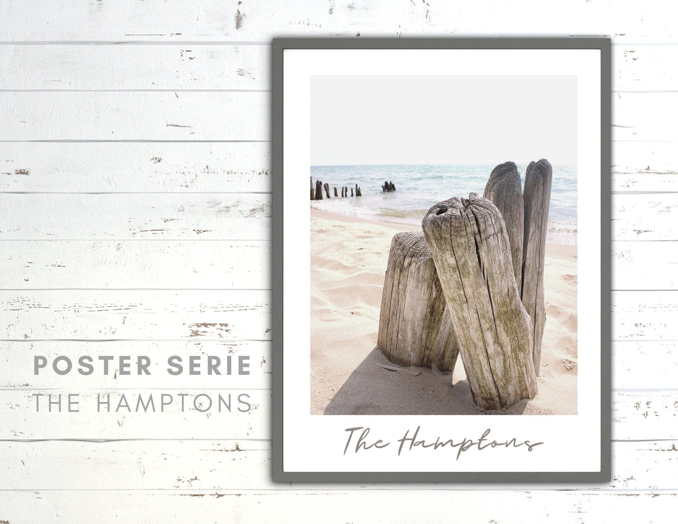 Poster | The Hamptons | Strand | Holz | Driftwood - Roo's Gift Shop