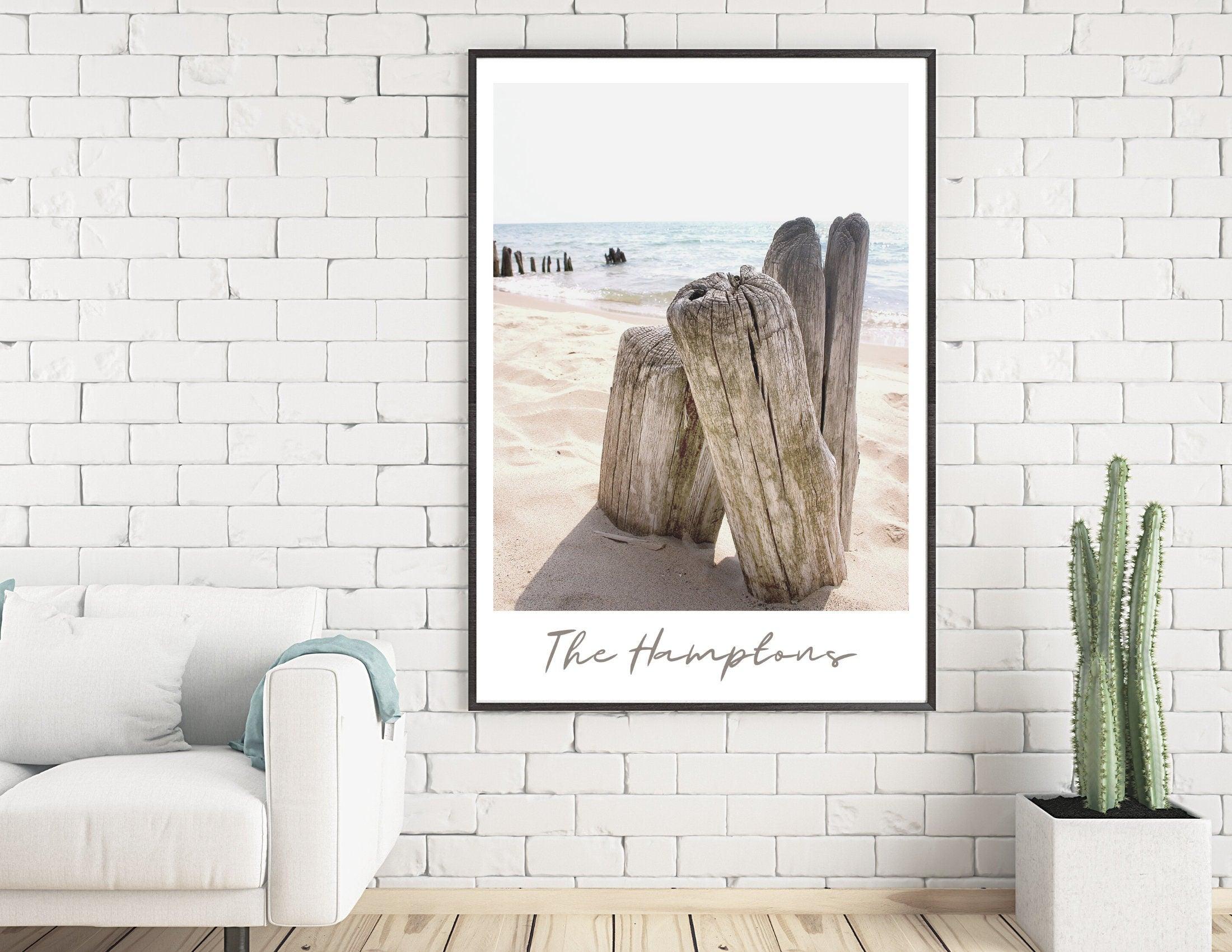 Poster | The Hamptons | Strand | Holz | Driftwood - Roo's Gift Shop