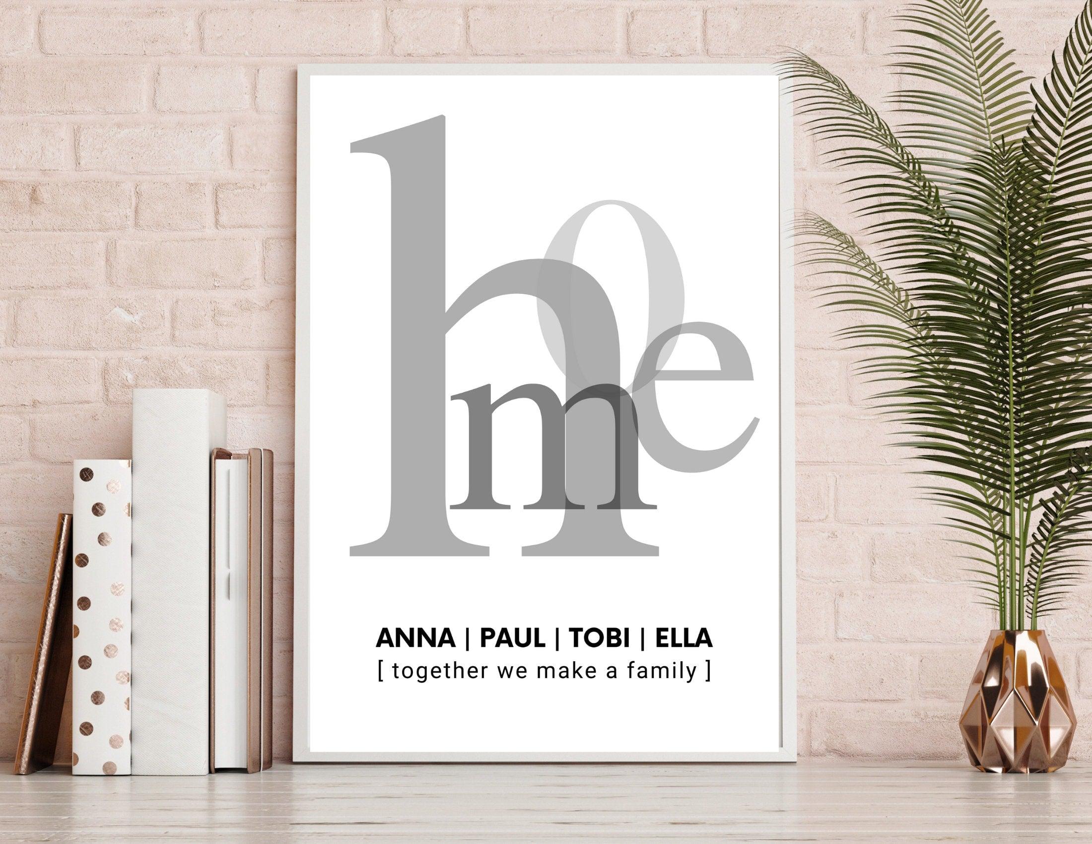 Poster | Typografie HOME | Familie | personalisierbar - Roo's Gift Shop