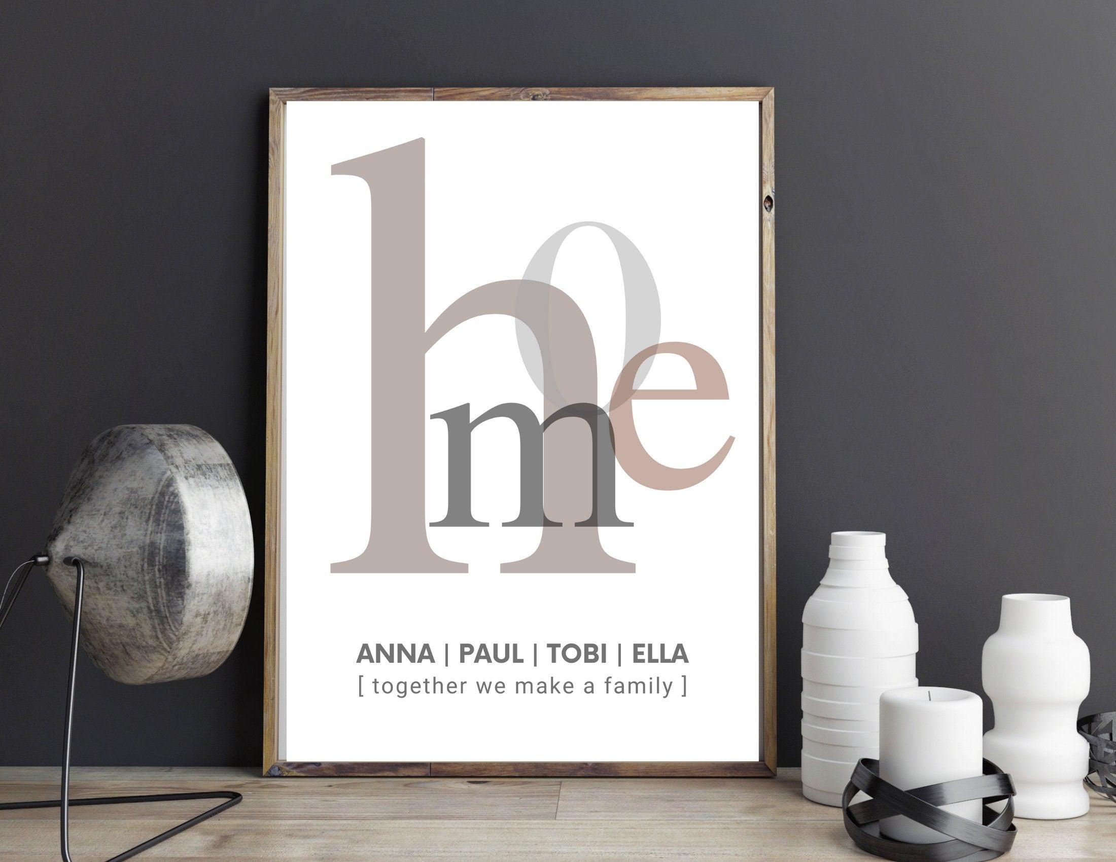 Poster | Typografie HOME | Familie | personalisierbar - Roo's Gift Shop