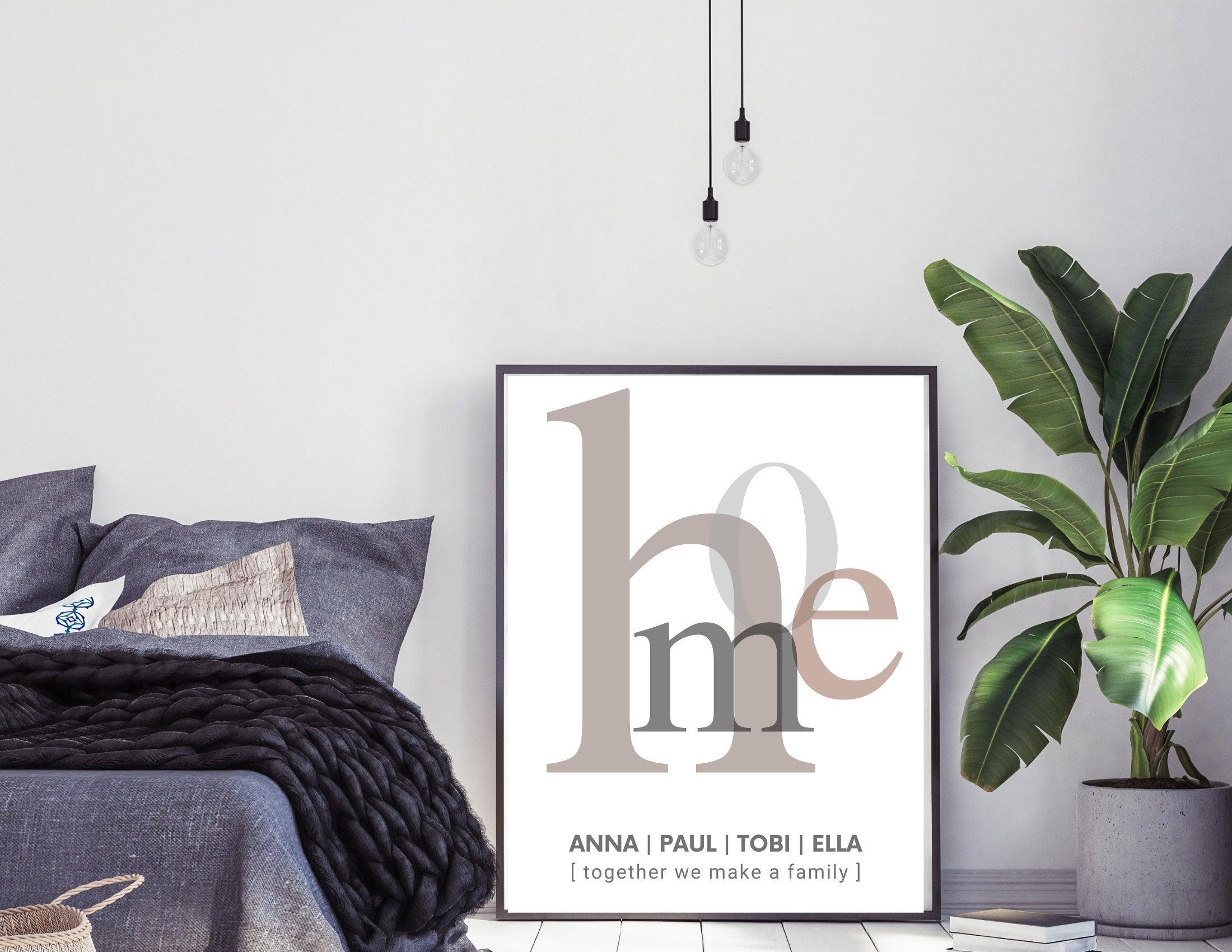 Poster | Typografie HOME | Familie | personalisierbar - Roo's Gift Shop