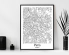 Poster Paris | Stadtplan | 14 weitere europäische Städte - Roo's Gift Shop