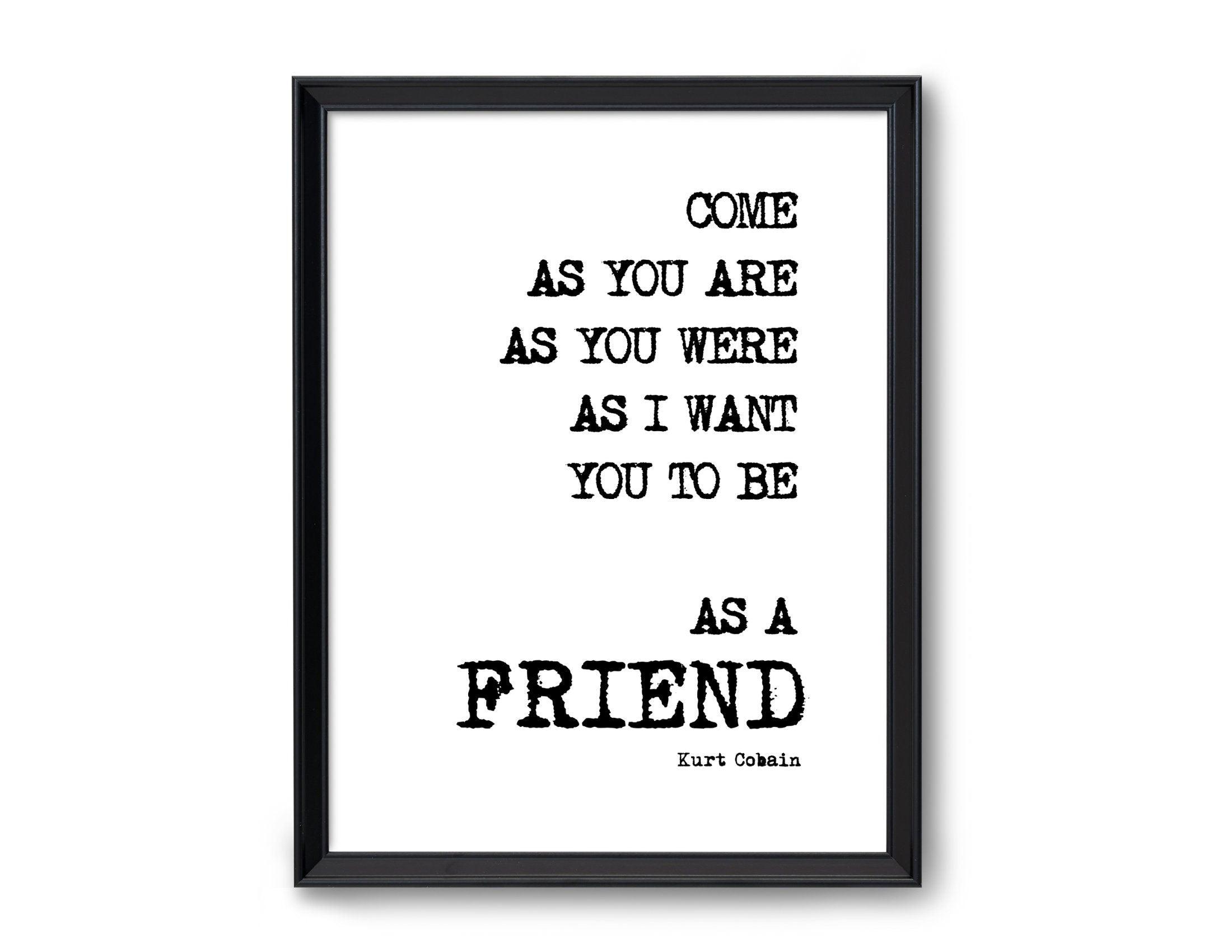 Poster Songtext | Kurt Cobain | Nirvana | Come as you are - Roo's Gift Shop