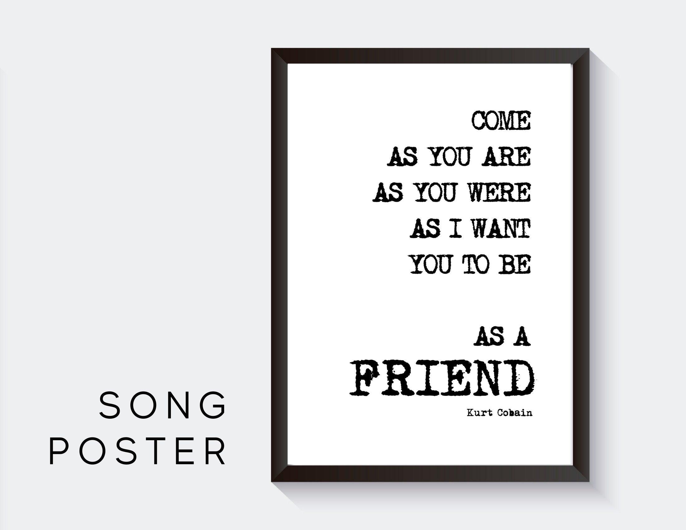 Poster Songtext | Kurt Cobain | Nirvana | Come as you are - Roo's Gift Shop