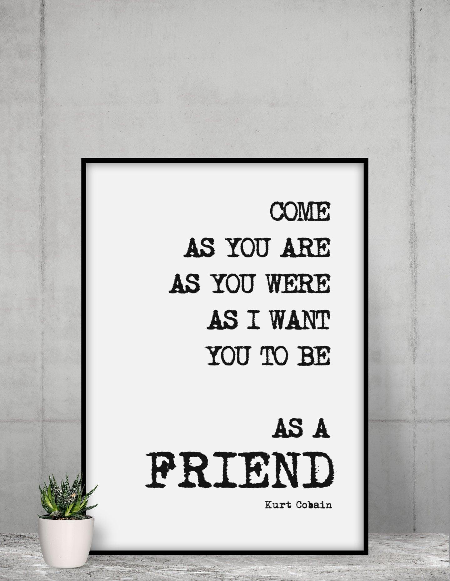 Poster Songtext | Kurt Cobain | Nirvana | Come as you are - Roo's Gift Shop