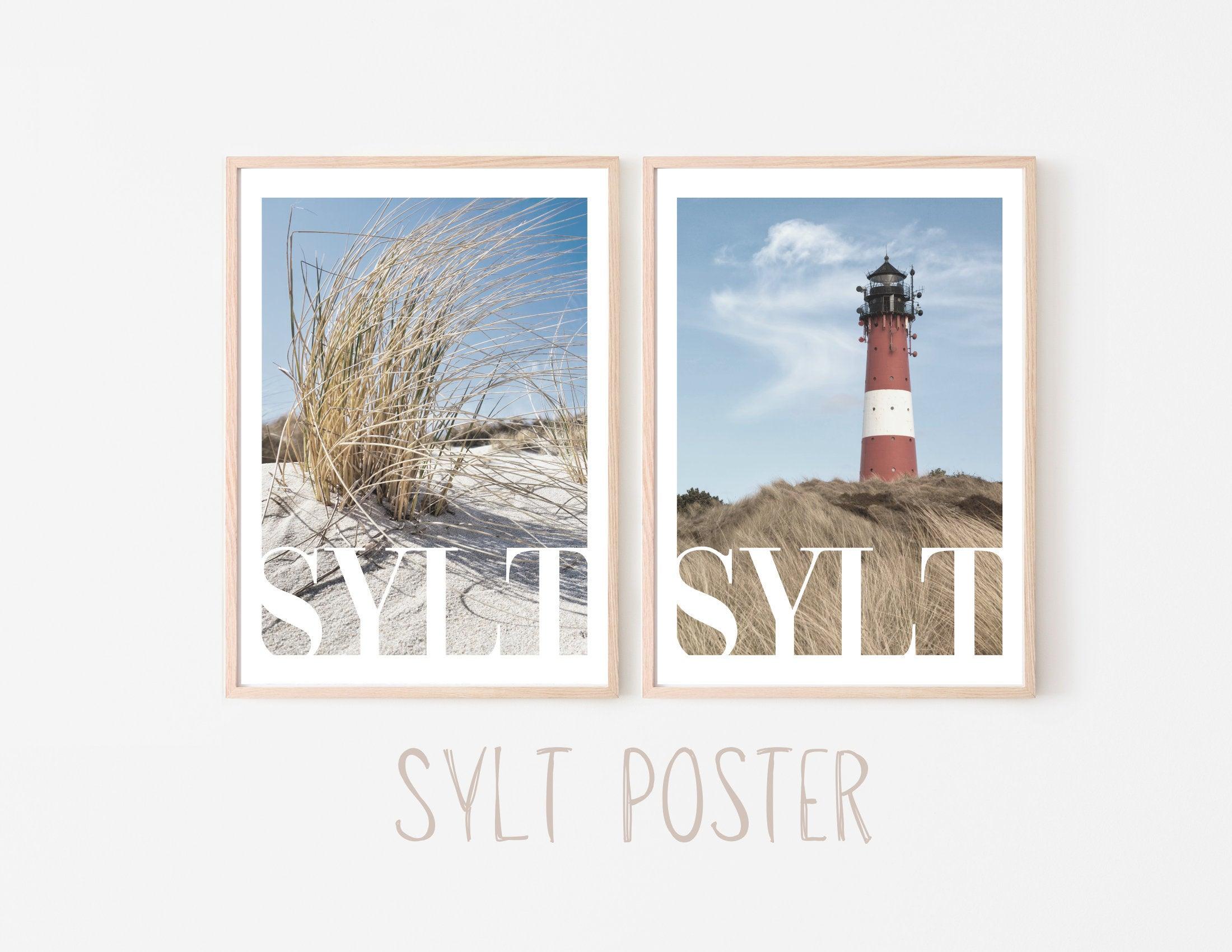 Poster SYLT | Stand | Leuchtturm | maritime Wand Deko - Roo's Gift Shop