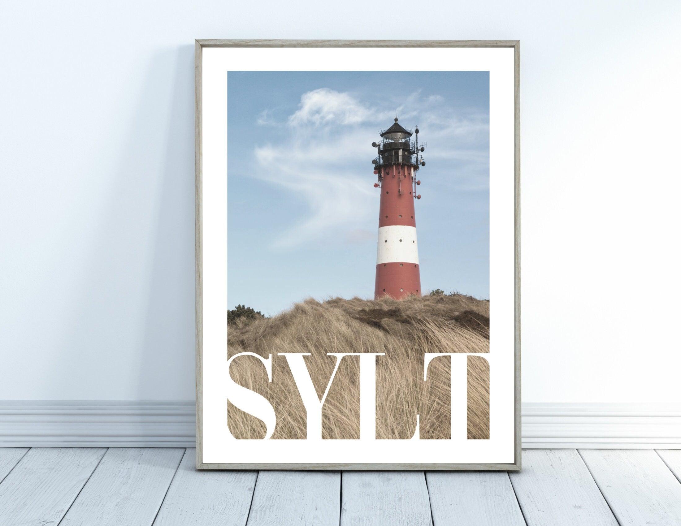 Poster SYLT | Stand | Leuchtturm | maritime Wand Deko - Roo's Gift Shop