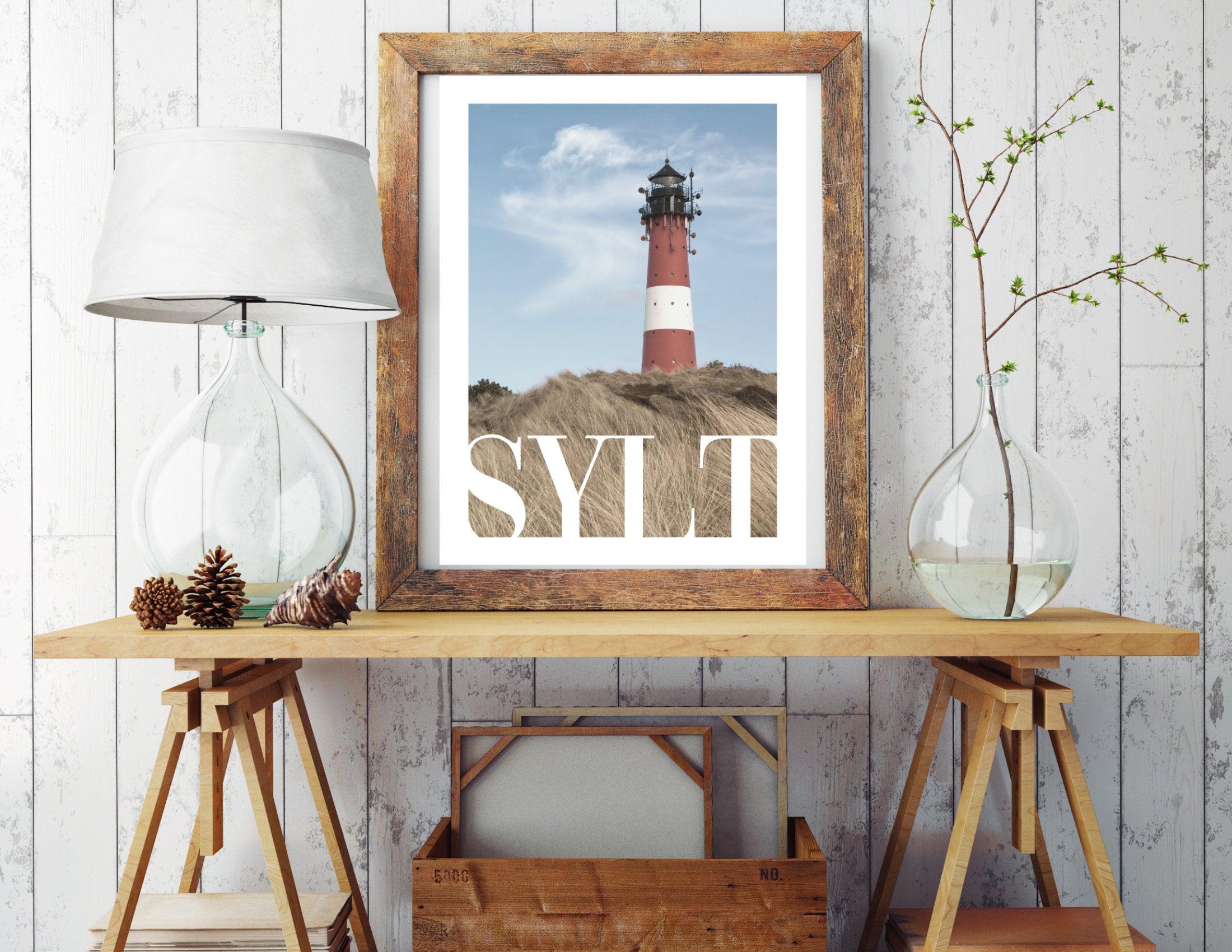 Poster SYLT | Stand | Leuchtturm | maritime Wand Deko - Roo's Gift Shop