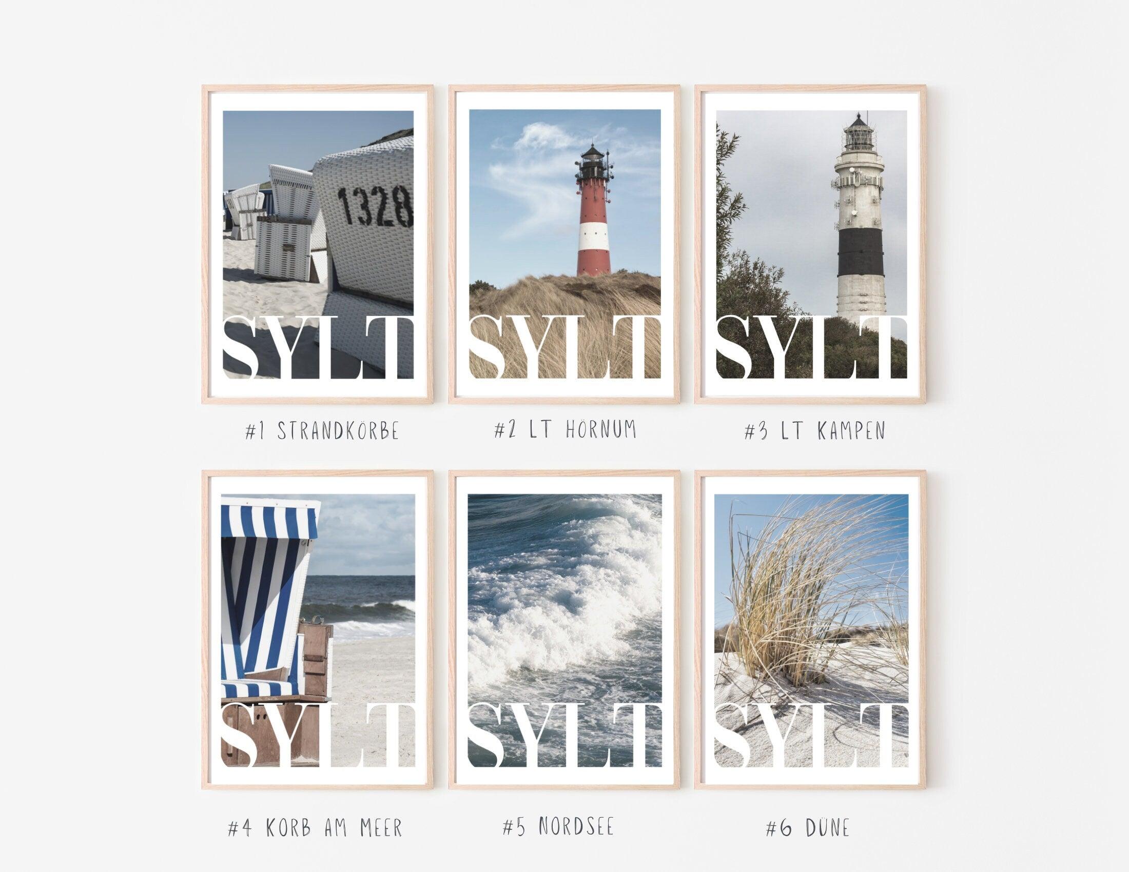Poster SYLT | Strandkorb | Meer Welle | maritim Wand Deko - Roo's Gift Shop
